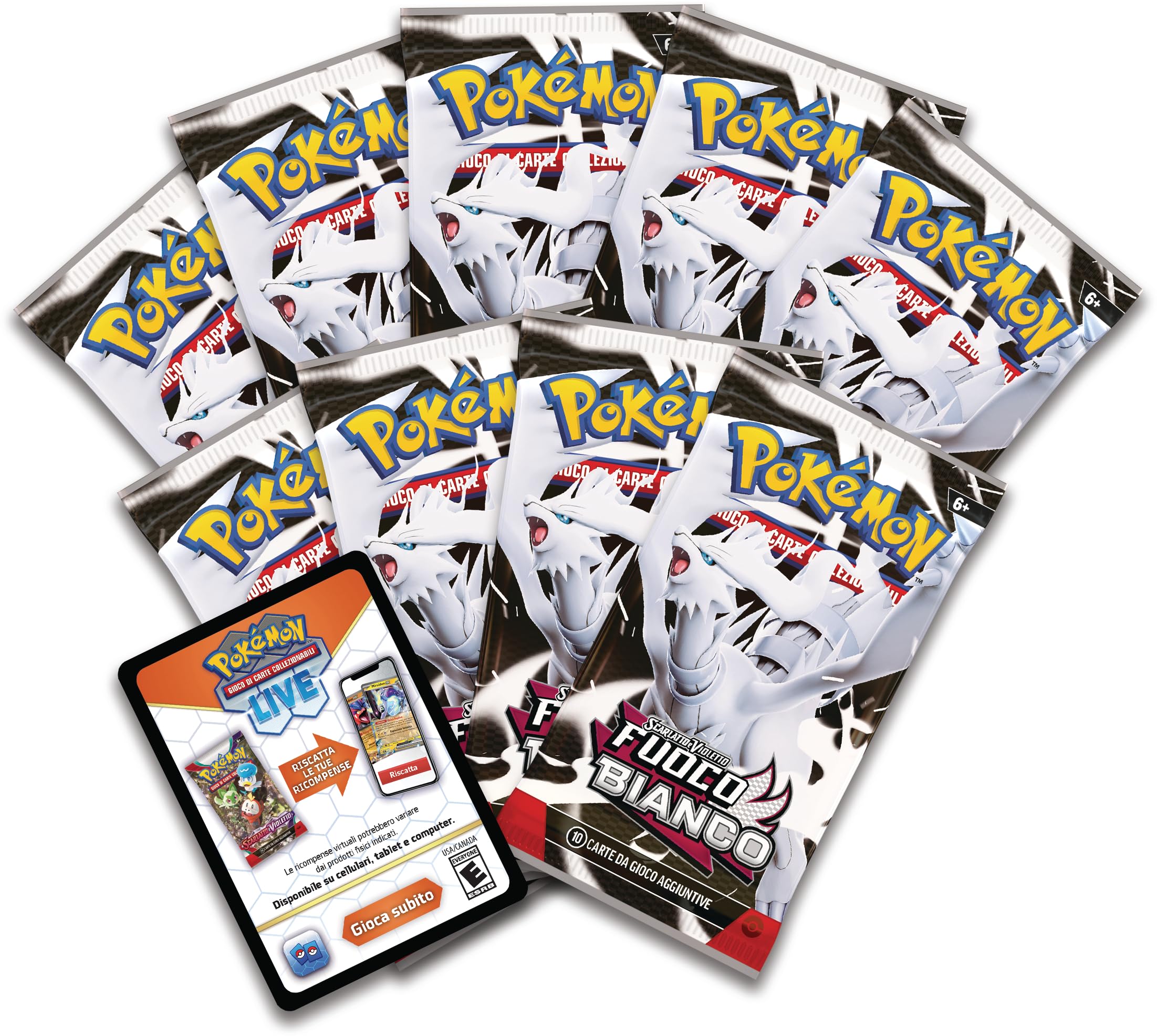 Pokémon GCC: set Allenatore Fuoriclasse dedicato a Reshiram dell’espansione Scarlatto e Violetto - Fuoco Bianco, con una carta a figura intera di Tornadus, nove buste di espansione e accessori premium