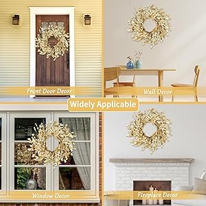 Artgar Fall Wreath, Fall Wreaths for Front Door, 24 in Fall Decor Floral Wreath, Door Wreaths for Front Door Outside All Season for Thanksgiving Home Indoor Outdoor Wall Decor (Wheat)