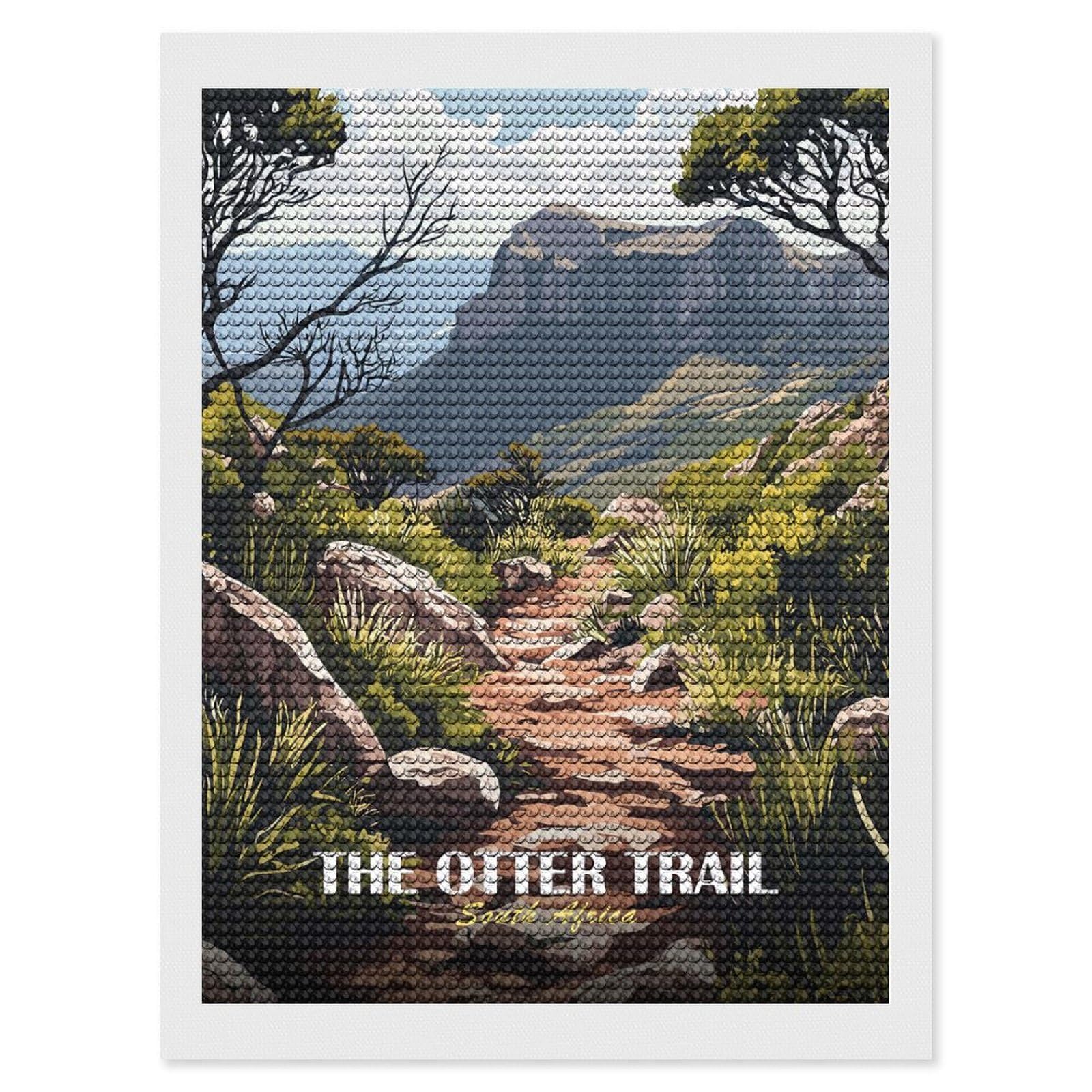 Junmoney The Otter Trail South Africa Landscape DIY Diamond Art Canvas Kit 12"x16", Simple to Start, Fun Craft Experience, Modern Decor, Gift Idea, Adhesive Canvas