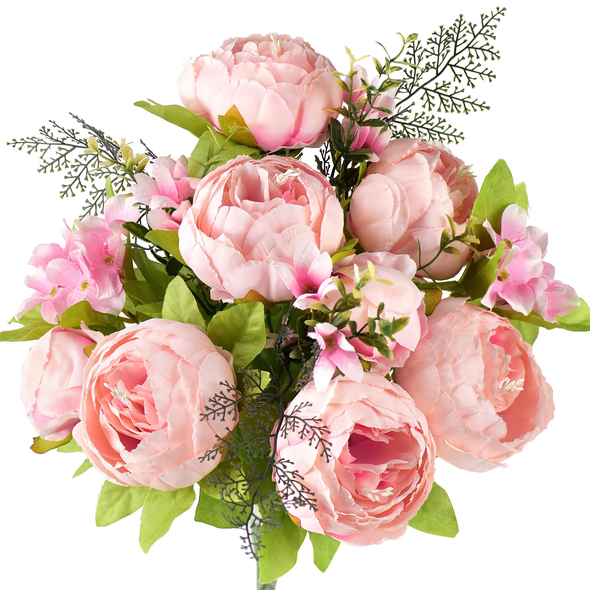 Fiveseasonstuff Light Pink Vintage Artificial Flowers Peony And Hydrangeas (1 Bouquet)