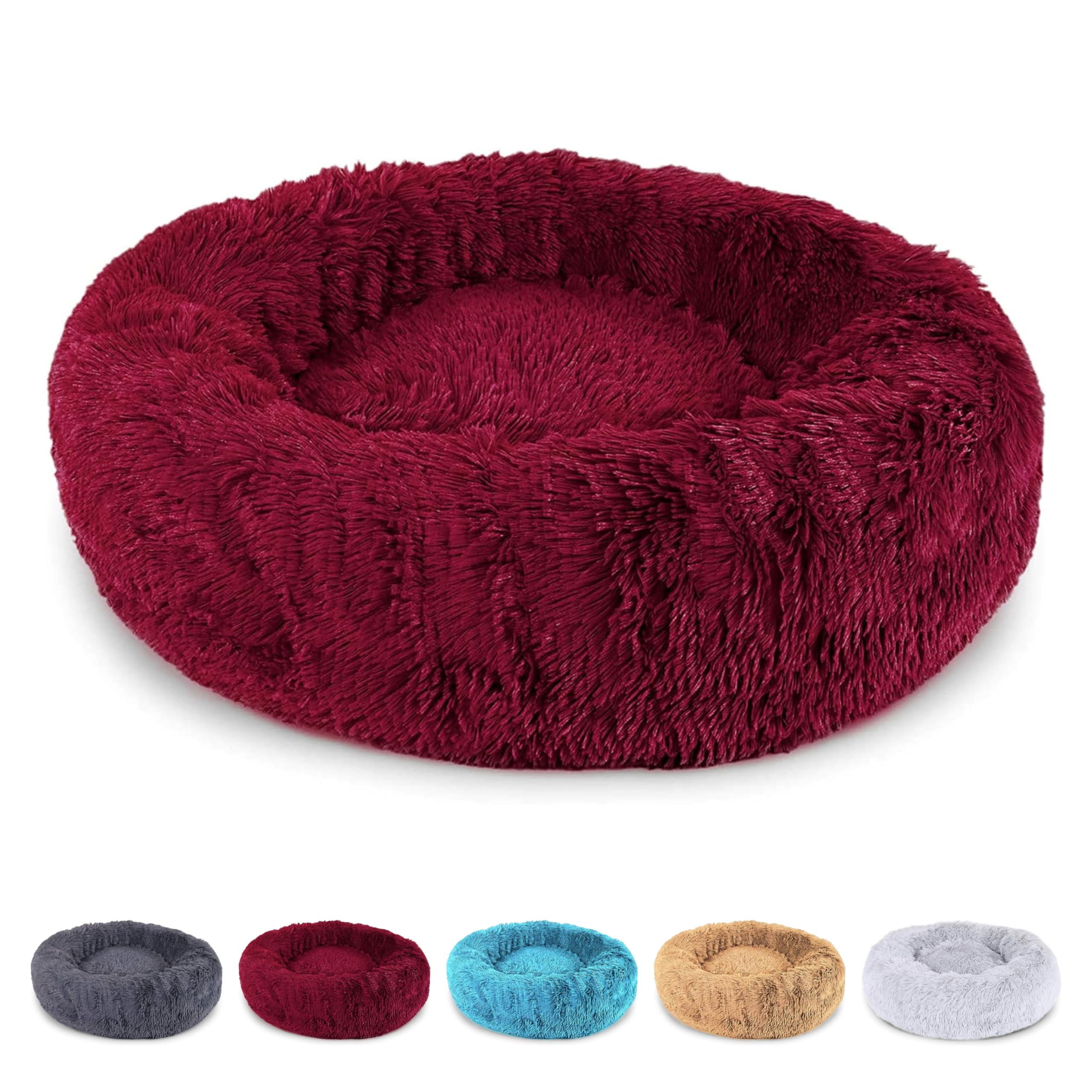 EL ÁTICO PETS Cama Perro Mediano y Pequeño. Cama para Perros. Cojin Resistente y Lavable. Cama de Pelo Largo para Gatos y Otras Mascotas Medianas (70 x 50 cm, Bourdeos)