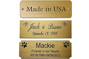 Personalized Picture Frame Plaque: Engraved Solid Gold Brass Plate Label with Adhesive