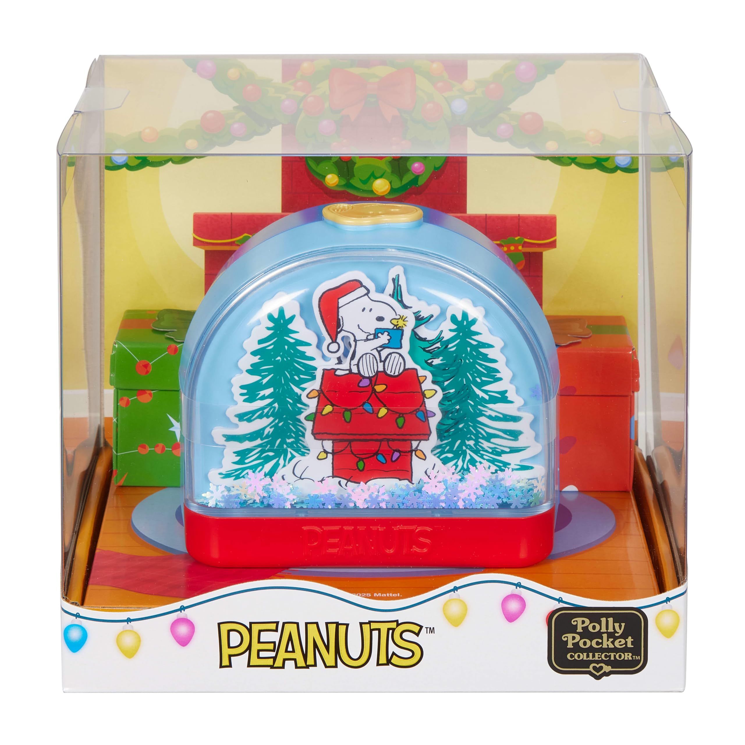 Mattel Polly Pocket x Peanuts - Cofanetto da collezione, set con 2 micro bambole Snoopy e Woodstock, 4 luoghi iconici e 7 accessori a tema inclusi, giocattolo per bambini, 4+ anni, JFV05