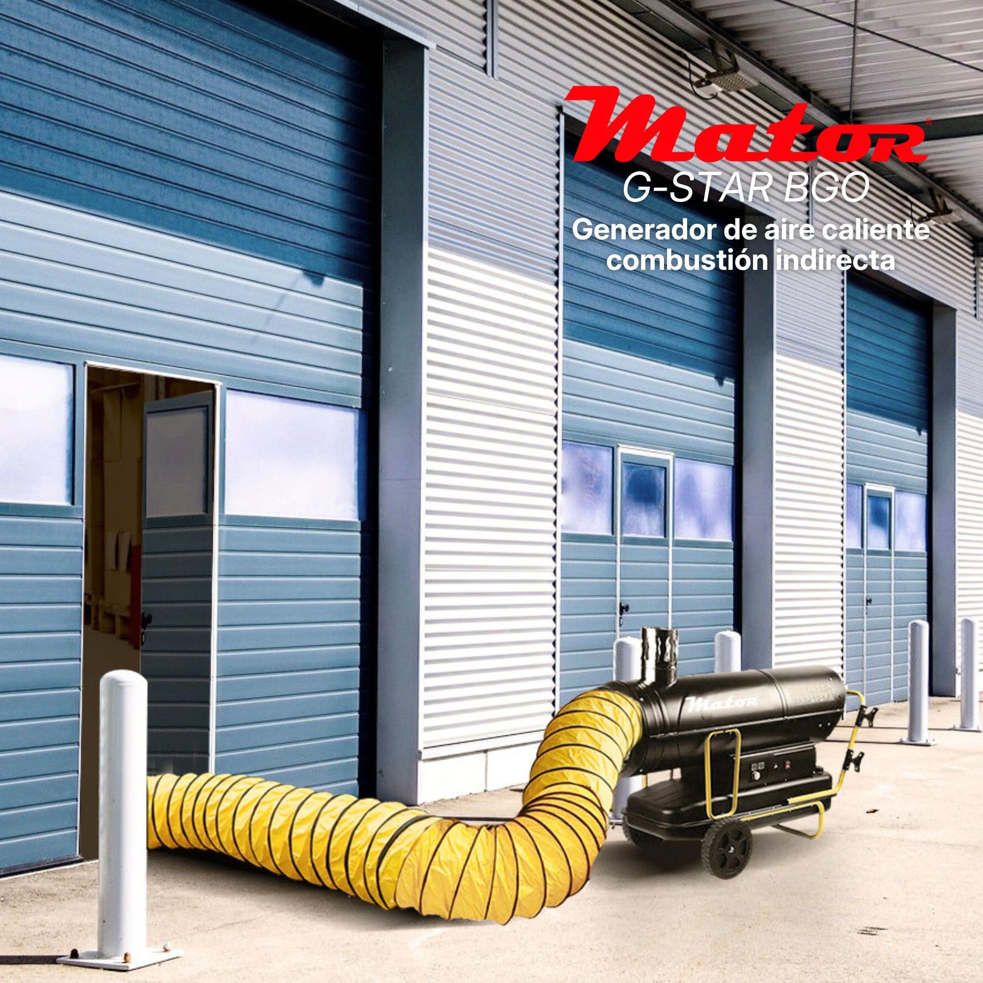 Generador de Aire Caliente Diésel de Combustión Indirecta G-STAR BGO 50, Cañón de Calefacción Portátil - Potencia calorífica 50 kW - 43.000 kcal/h - Caudal de aire 2.000 m³/h
