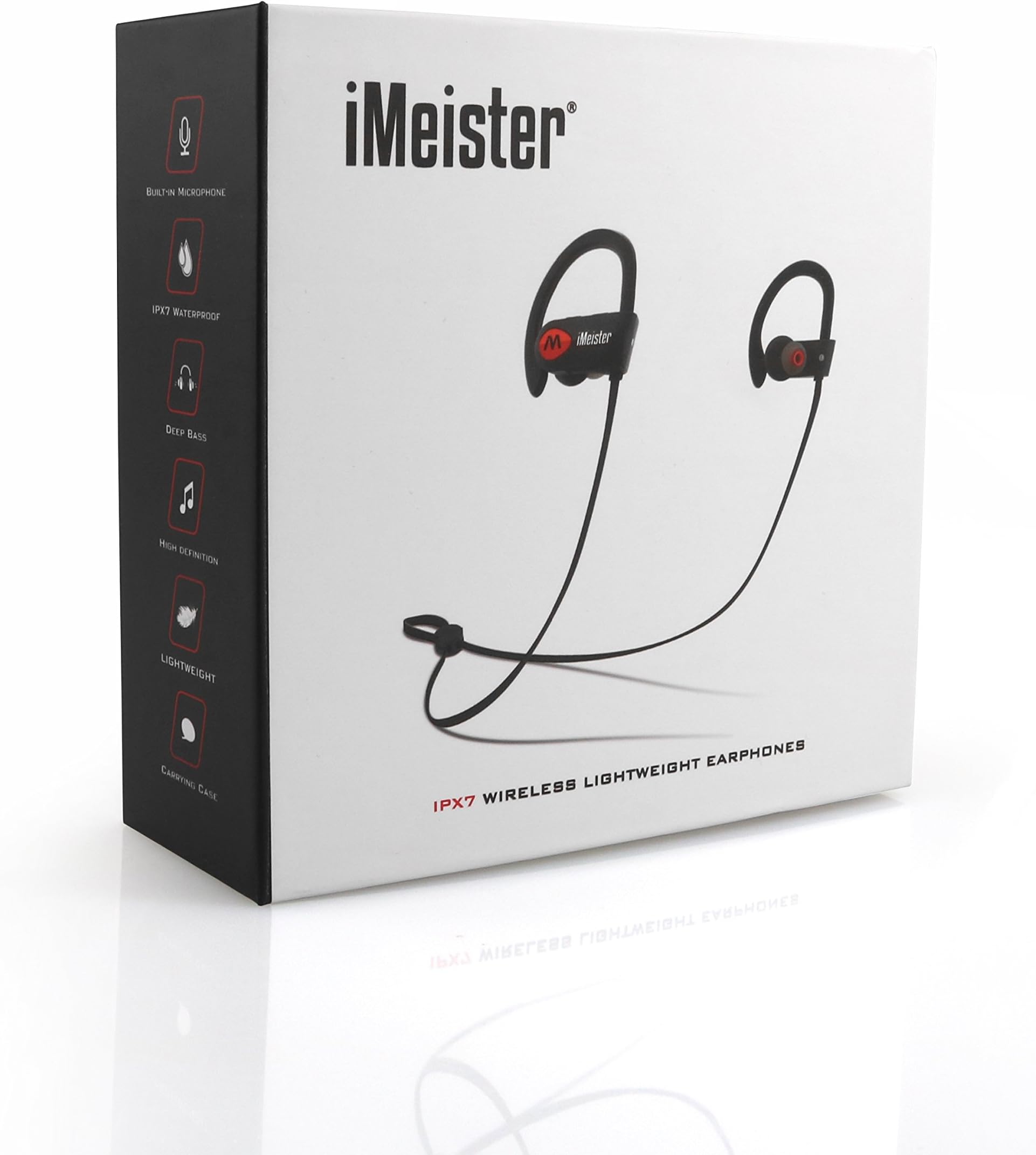 Bluetooth Headphones Wireless - Sports Earphones w/Mic IPX7 Waterproof HD Stereo Headset Sweatproof Earbuds for iPhone & Android Smartphones incl Carry Case and Premium Foam Ear Tips