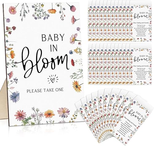 Miniatura 1 de Maitys Paquete de 100 piezas de semillas de baby shower, recuerdos para invitados de bebé en flor, letrero de madera autoadhesivo, sobres para