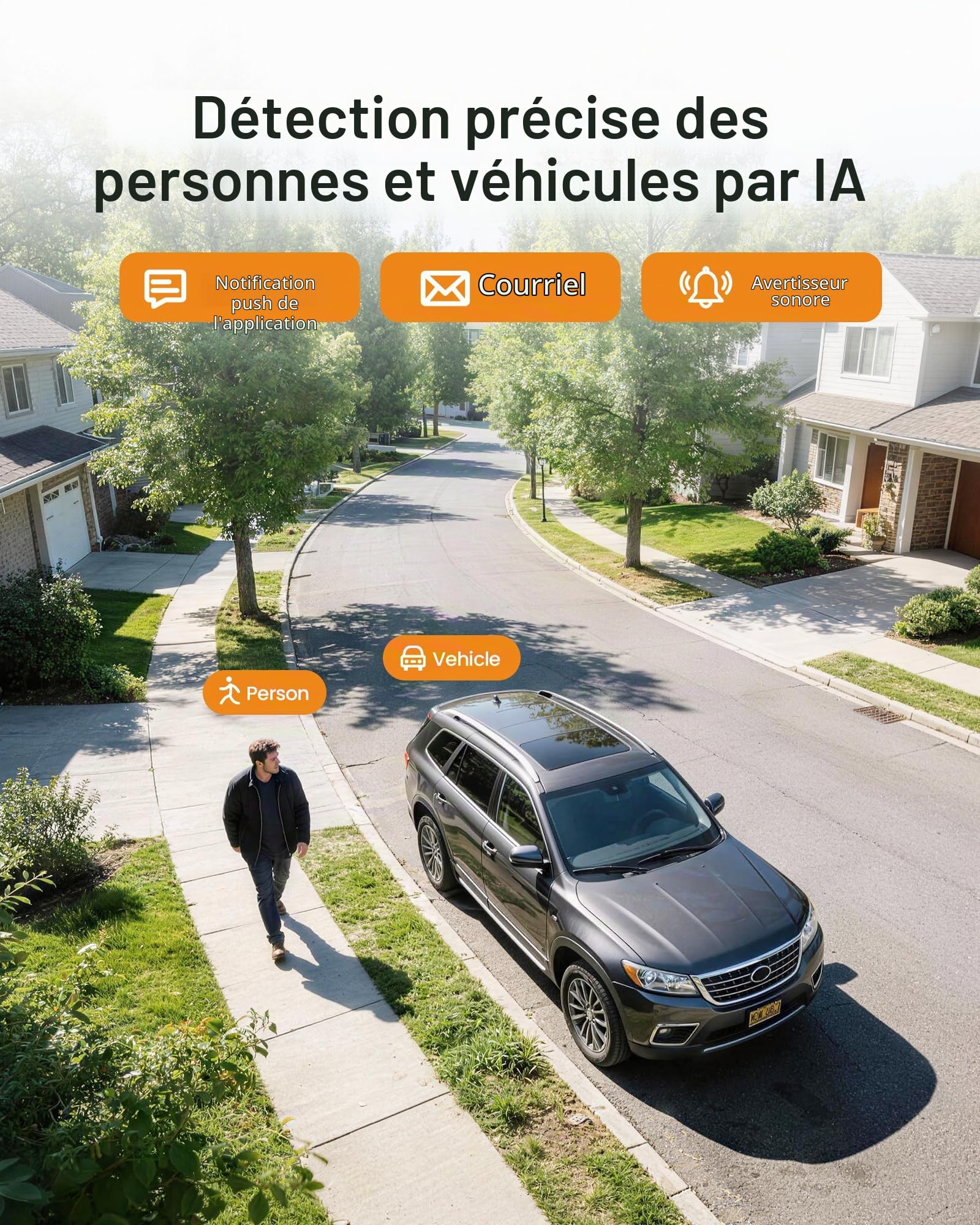 Anlapus H.265+ 8CH 1080P DVR Kit Caméra Vidéo Surveillance Extérieure IP66 | Vision Nocturne 24m Détection IA Personne/Véhicule Alerte Instantanée et App Gratuite Accès à Distance, Enregistrement 24/7