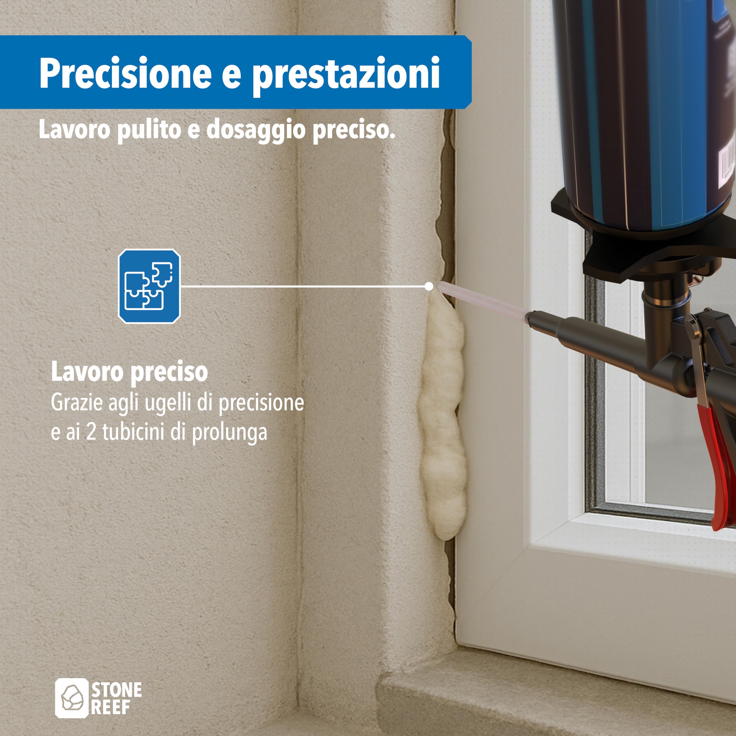 Pistola in schiuma PU, pistola dosatrice rivestita in teflon, in metallo, impugnatura ergonomica per un'applicazione precisa di schiuma da costruzione e schiuma di montaggio, strumento professionale