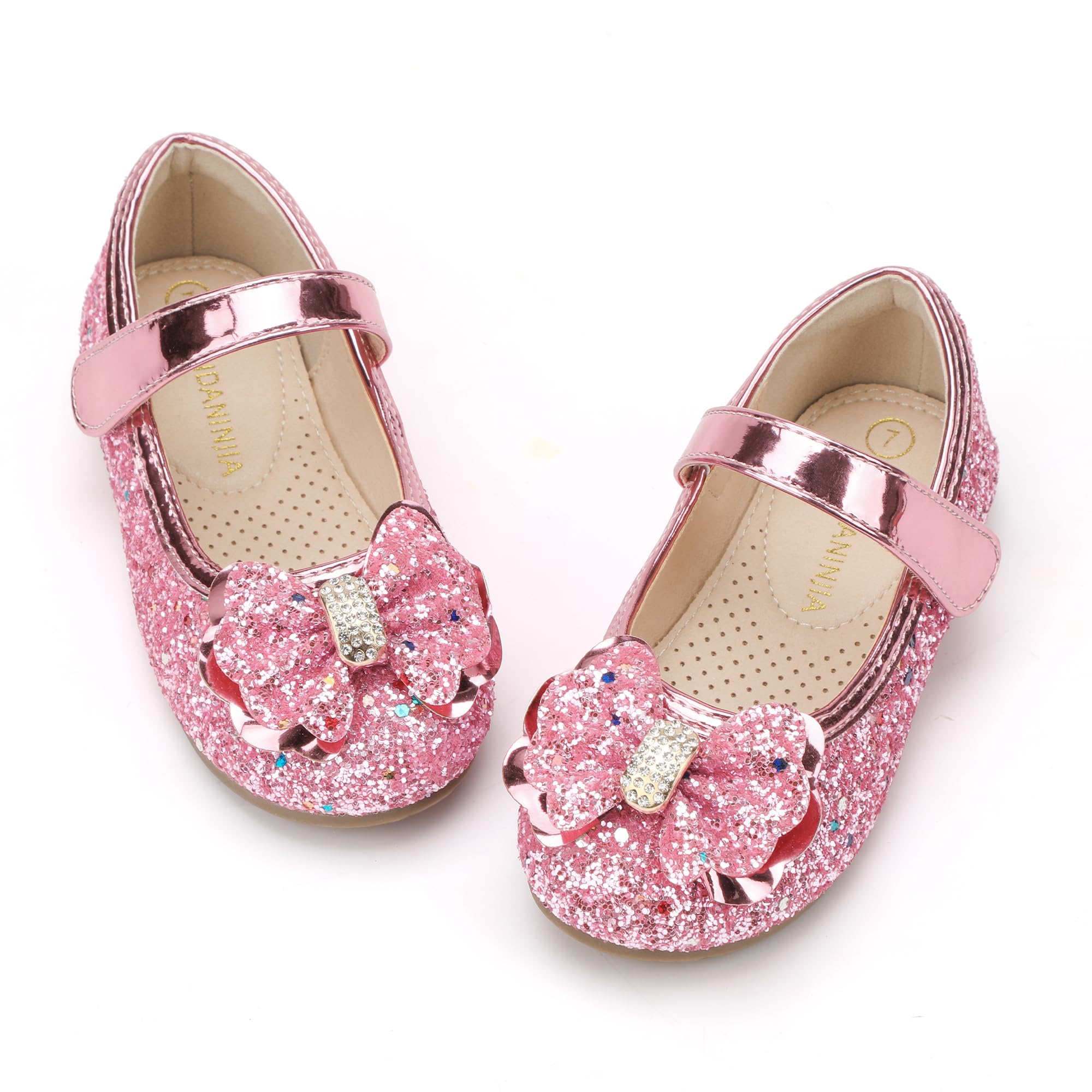 PANDANINJIA Flower Girl Shoes Toddler Little Kid Ballet Flats Pearls Wedding Party Mary Jane Girls Dress Shoes