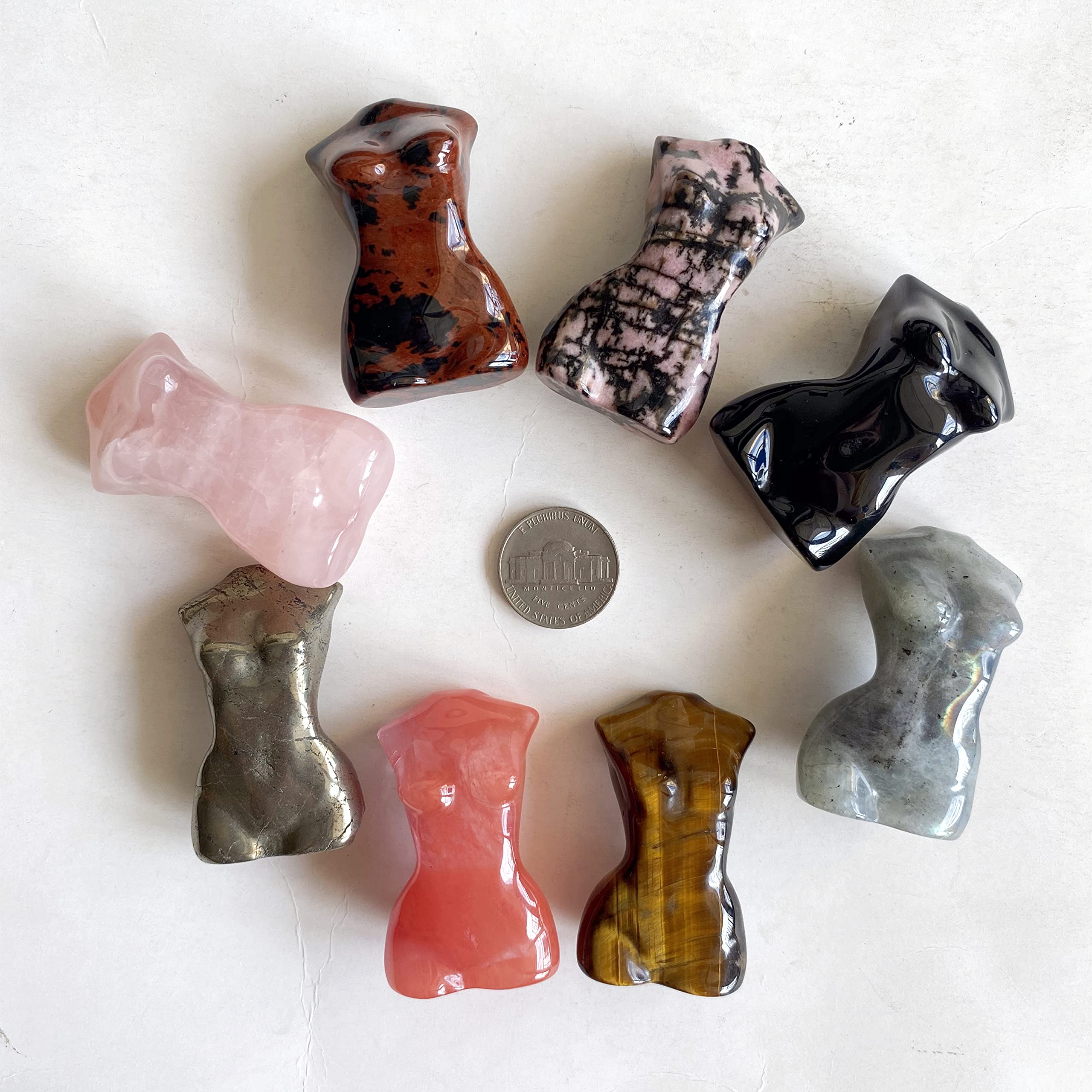 Manekieko Rhodonite Healing Crystal Female Model Figurine Sculpture, 50mm Carving Pocket Palm Stone Office Decor Decoration - Image 4