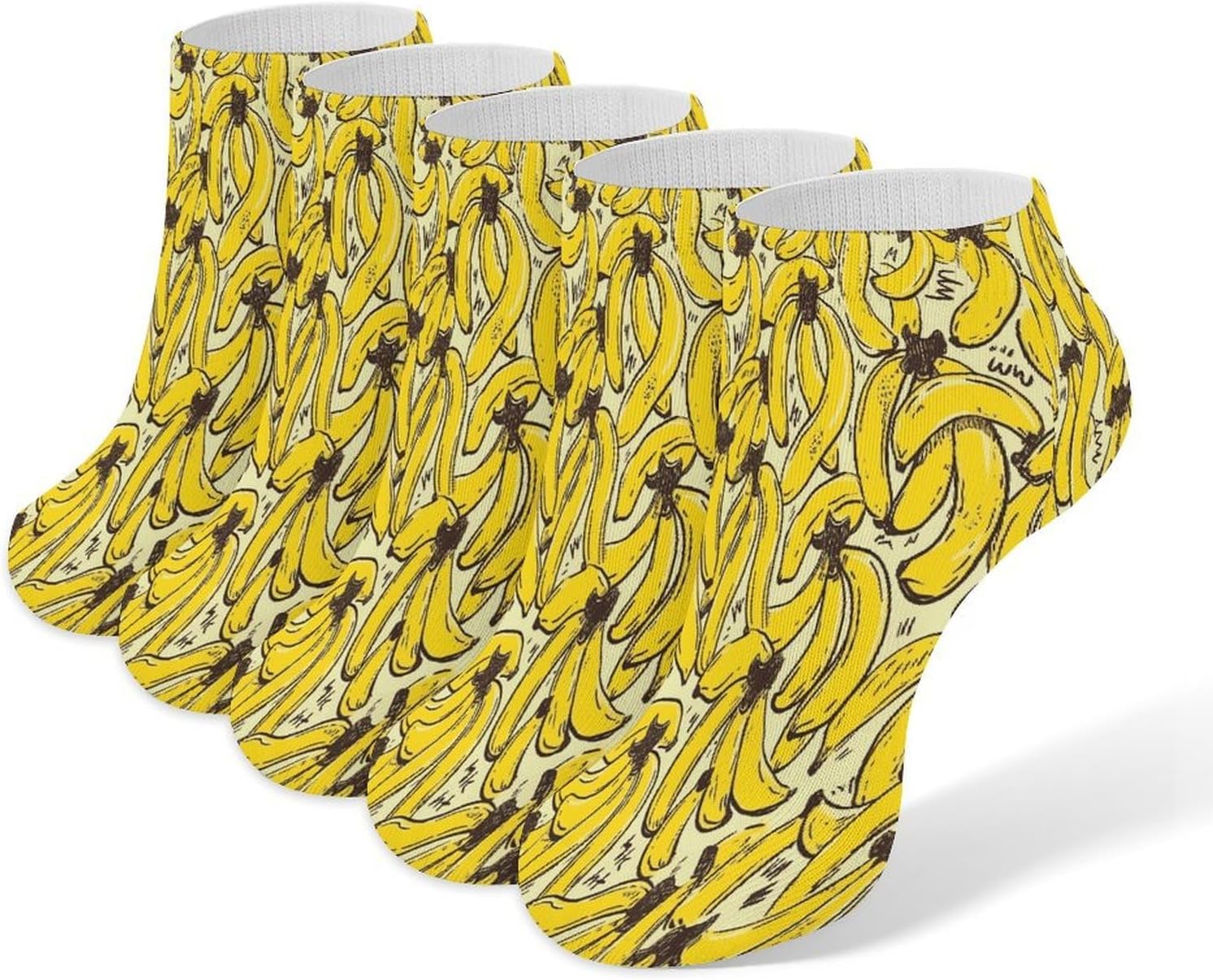 Yellow Banana Ankle Socks for Men Women 5 Pairs | Comfortable Casual Low Cut Socks, Lightweight No Show Breathable Athletic Socks, Soft Mini Crew Socks for All Seasons