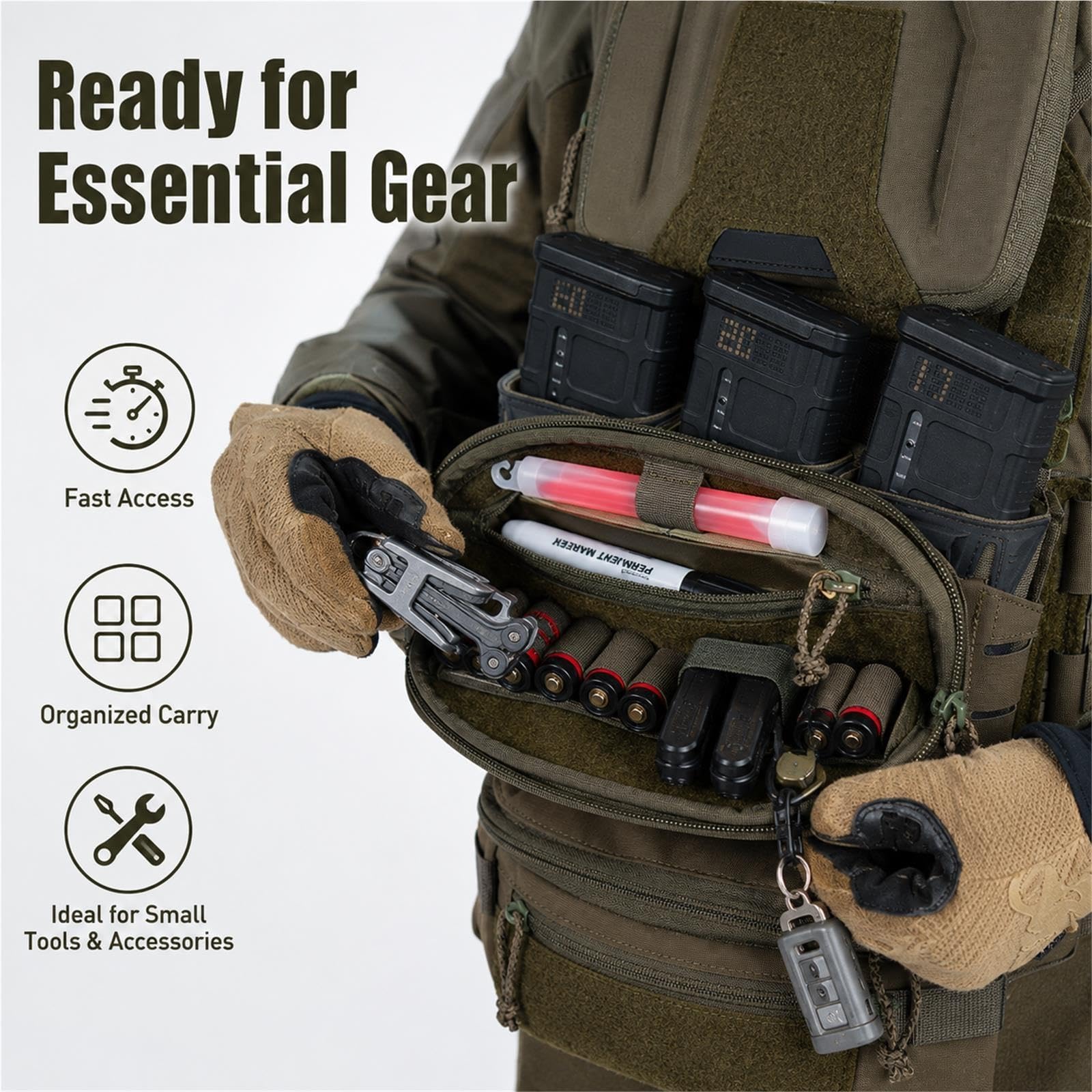 Ampia Tasca Admin MOLLE Borsa Portaoggetti con Pannello Hook And Loop
