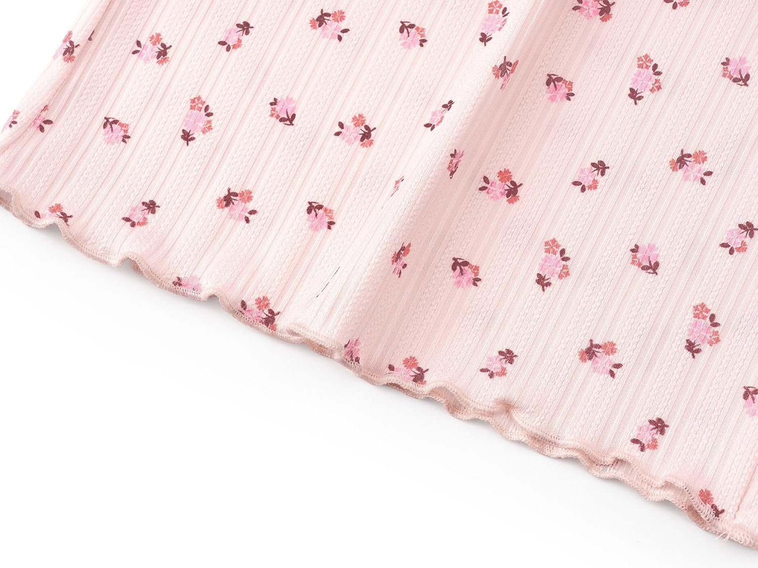 EUZ Pointelle Ditsy Floral Pajama Set for Women - 2 Piece Short Sleeve & Wide Leg Loungewear Pants Size XS - XXL - Image 8