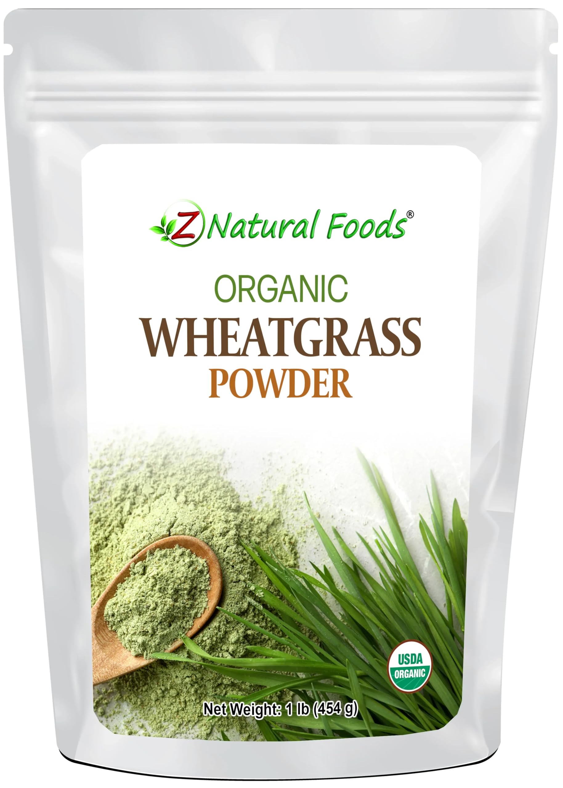 Z Natural Foods Organic Wheatgrass Powder, Green Superfood Powder for Smoothies, Juices, Shakes, and Recipes, Nutrient-Rich Powder, 100% Pure, Raw, Non-GMO, Vegan, Gluten-Free, 87 Servings, 1 lb