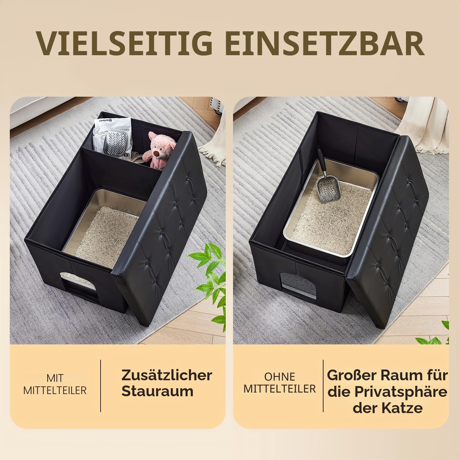 MEEXPAWS Katzenklo Schrank XXL, Katzenschrank für Katzentoilette, Verstecktes Katzenklo, Katzentoilettenschrank, Katzen Schrank Sitzbank, Katzenklo Kommode, 90 x 50 x 50cm