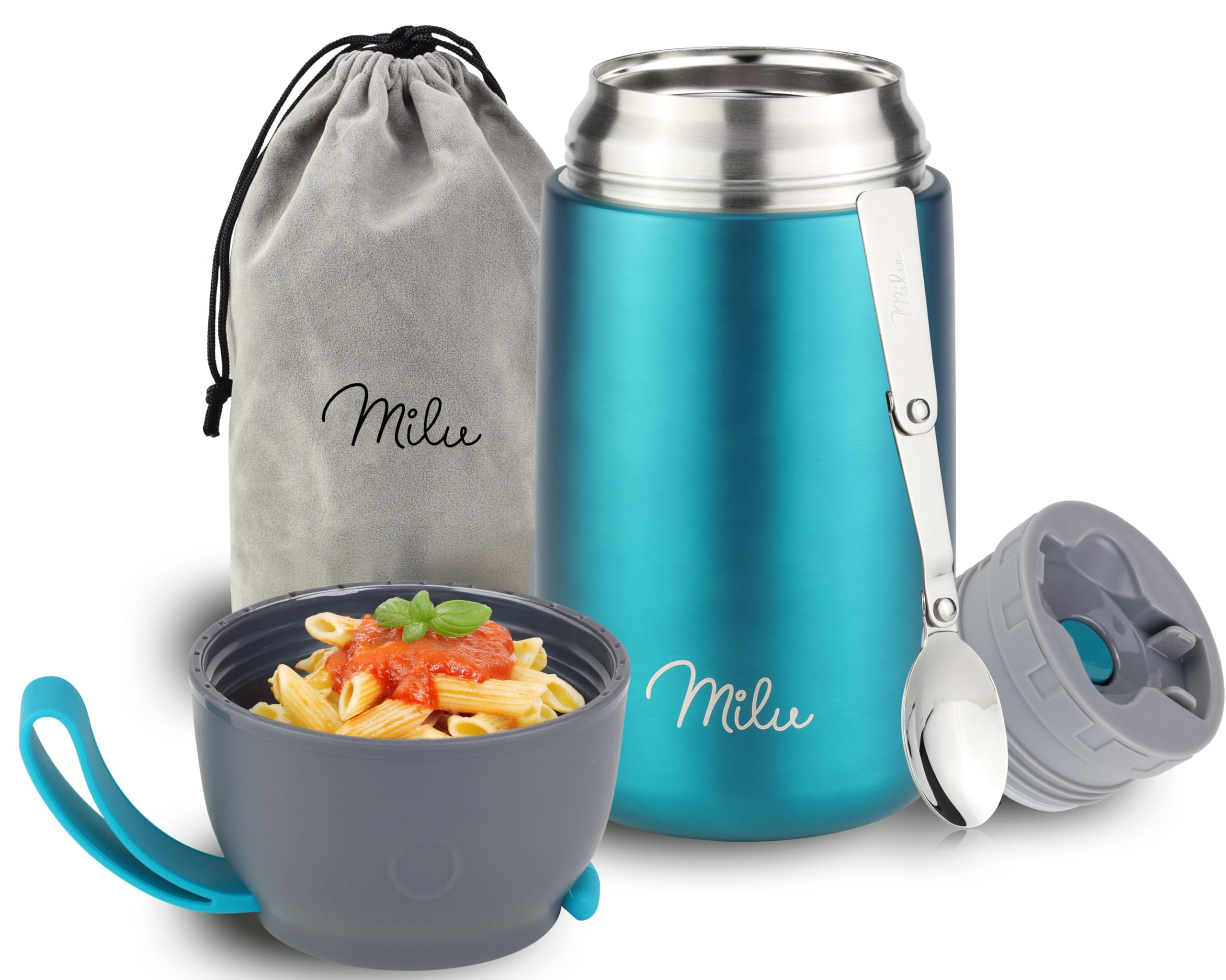 Milu Termo para Comida 300ml, 440ml, 450ml, 650ml, 800ml Taza Aislada, Botella de Acero Inoxidable Aislada para Alimentos, Beber y sopa de adultos A prueba de fugas Térmico (300ml/Bayas) — view 20