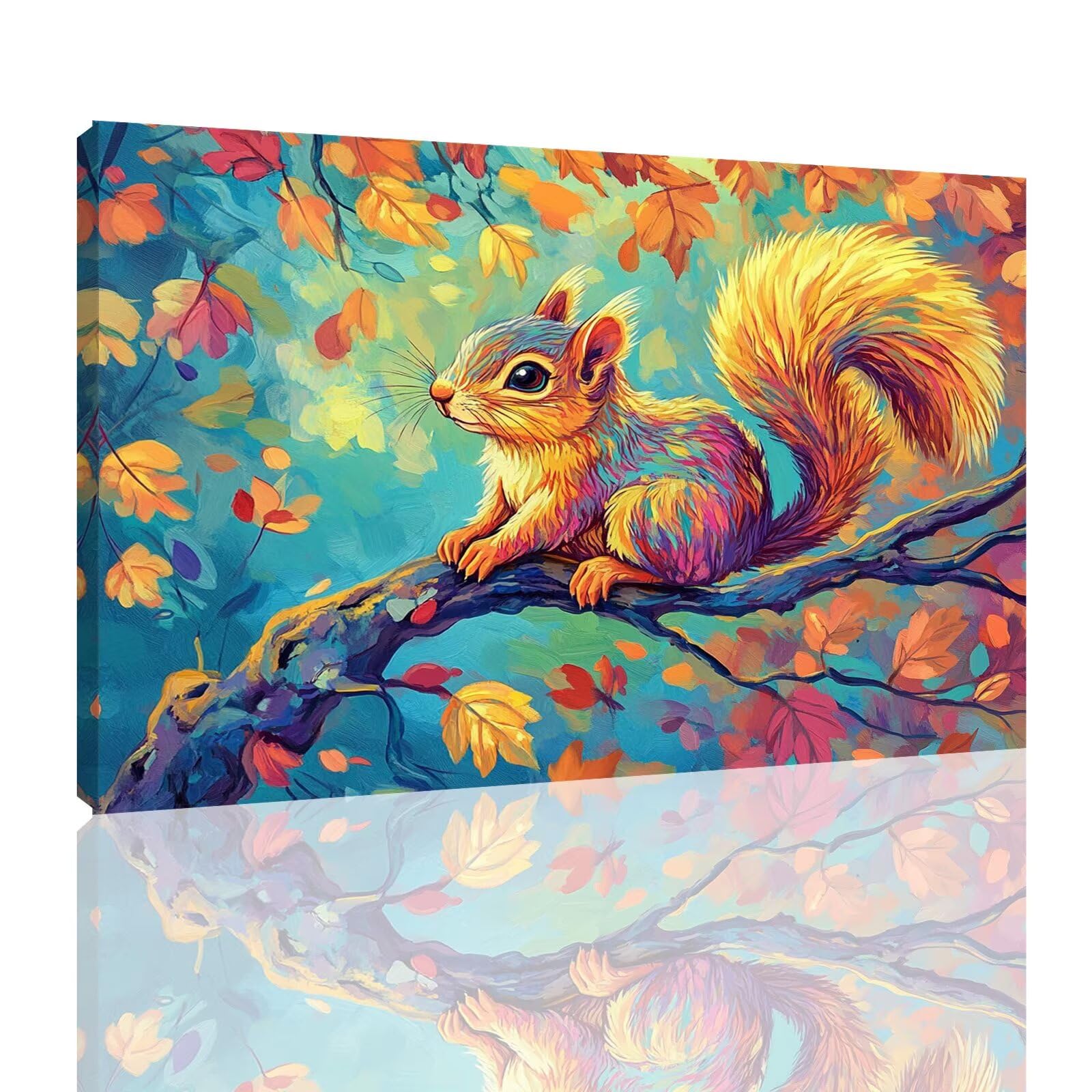 Dipingere Con i Numeri Adulti Autunno Dipingere con i Numeri con Telaio 60x90 cm,Scoiattolo Paint by Numbers con Vernici e Pennelli,Kit di Pittura a Olio Fai-da-Te per Decorazioni Casa Regalo,kk-765