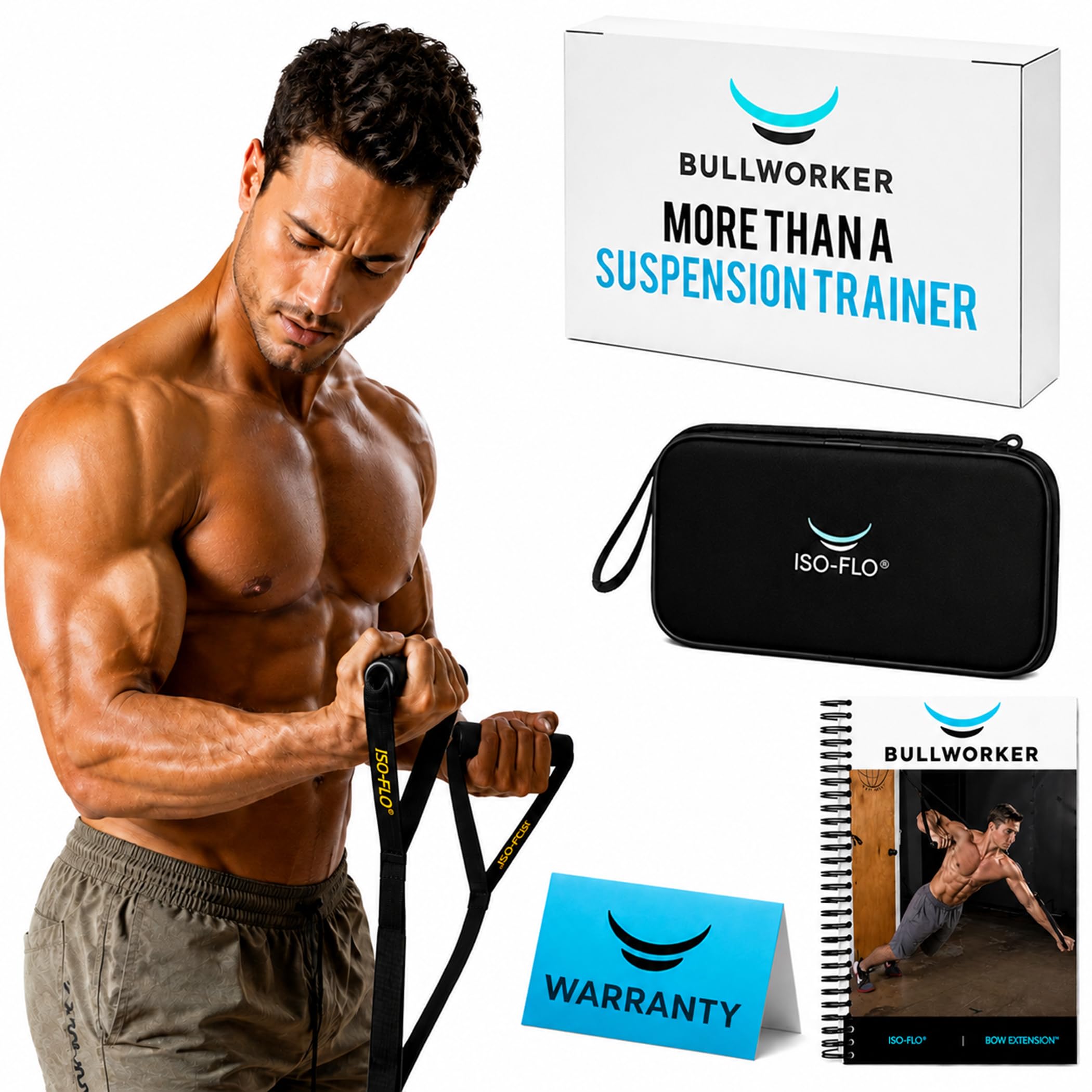Bullworker ISO-FLO Isometric Exercise Equipment, Suspension Trainer Straps, Portable Home Gym, Full Body Workout for Strength Training, Resistance Bands, Pilates & Calisthenics
