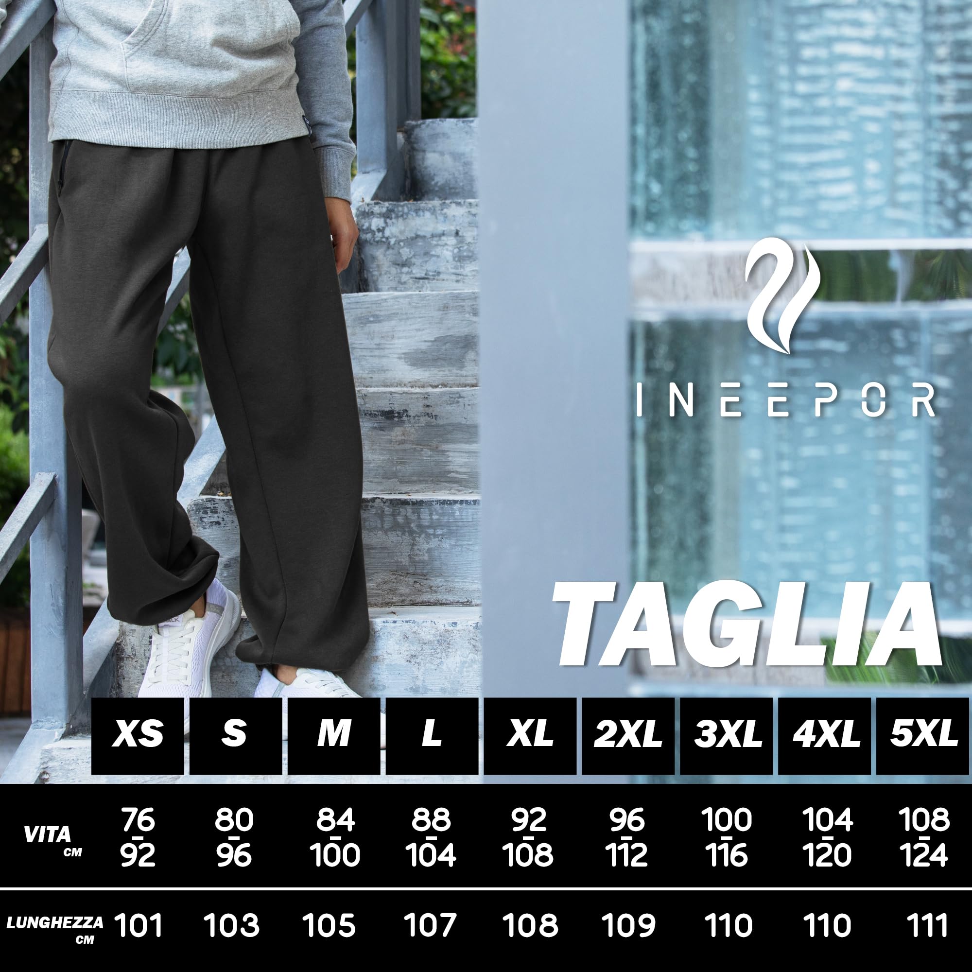 ineepor Pantaloni Tuta Uomo Invernali Termici Pile Foderato Joggers Tasche