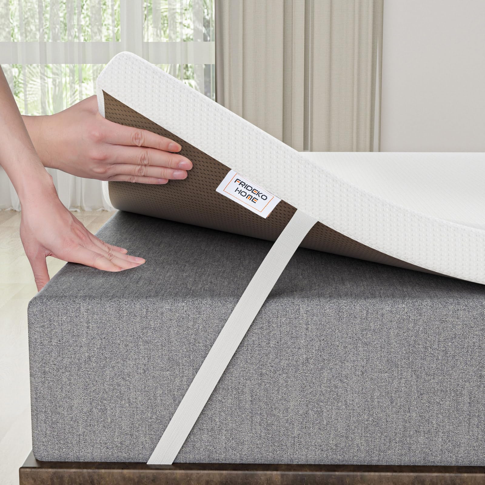 FRIDEKO Super King Mattress Topper - 7cm Thick Memory Foam for Back Pain Relief, Bamboo Fibre Cover Washable & Removable, Super King Bed Topper: 180x200cm