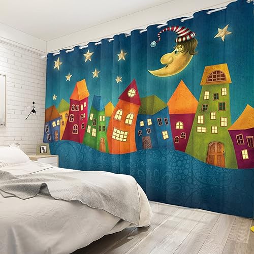 Miniatura 10 de Umpoo Cortinas opacas de cielo estrellado de 42 x 96 pulgadas brillantes estrellas azules brillantes galaxia abstracto cielo negro noche para sala