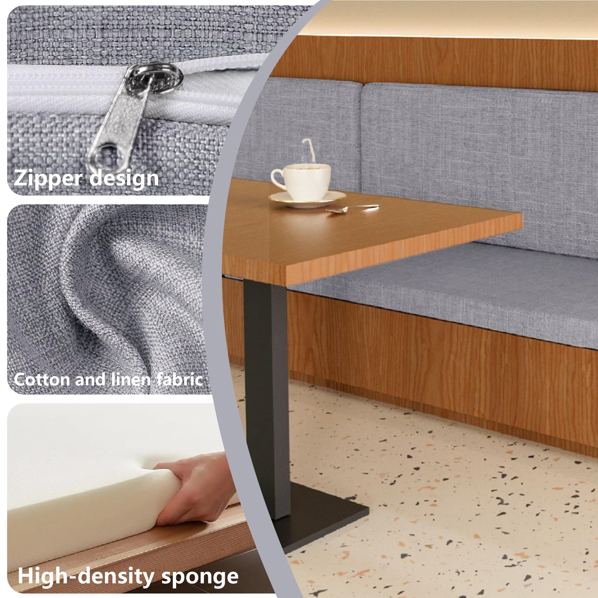Cuscini per Panca Personalizzati 36 x 105 cm con Fondo Antiscivolo Cuscino Panca Panchina Parte Inferiore Antiscivolo per Mobili da Terrazza e Finestre, Grigio Chiaro