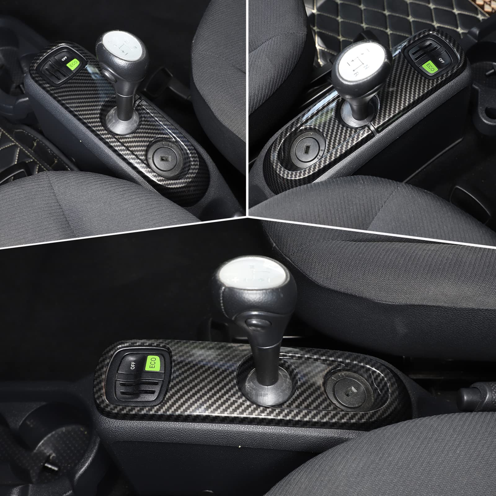 ABS in plastica auto Console centrale Pannello di controllo Telaio Copertura per Mercedes-Benz Smart 451 Fortwo 2009–2015 LHD (fibra di carbonio)