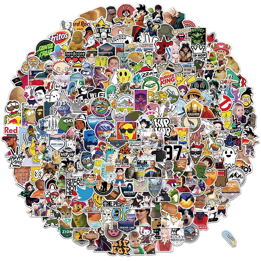 301 Pcs Cool and Anime Stickers National Park Cartoon Mixed Pack for Adults Teens Waterproof Vinly Decals for Car Laptop Skateboard Water Bottle Phone Case
