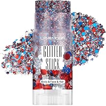 Red White and Blue Face Body Glitter Stick, Chunky Sequins Body Face Glitter for Women Girls, USA Flag Face Hair Glitter Makeup for Memorial Day, 4th of July Accessories Outfits Festival