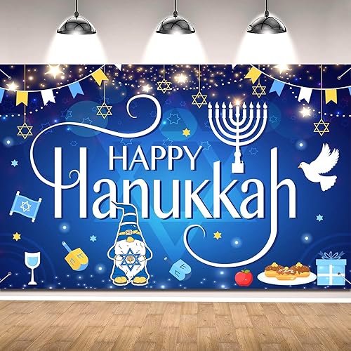 Miniatura 5 de Decoraciones de Hanukkah Happy Hanukkah, telón de fondo para fiesta de Janucá, pancarta de fondo para fotografía de Hanukkah, suministros de fiesta