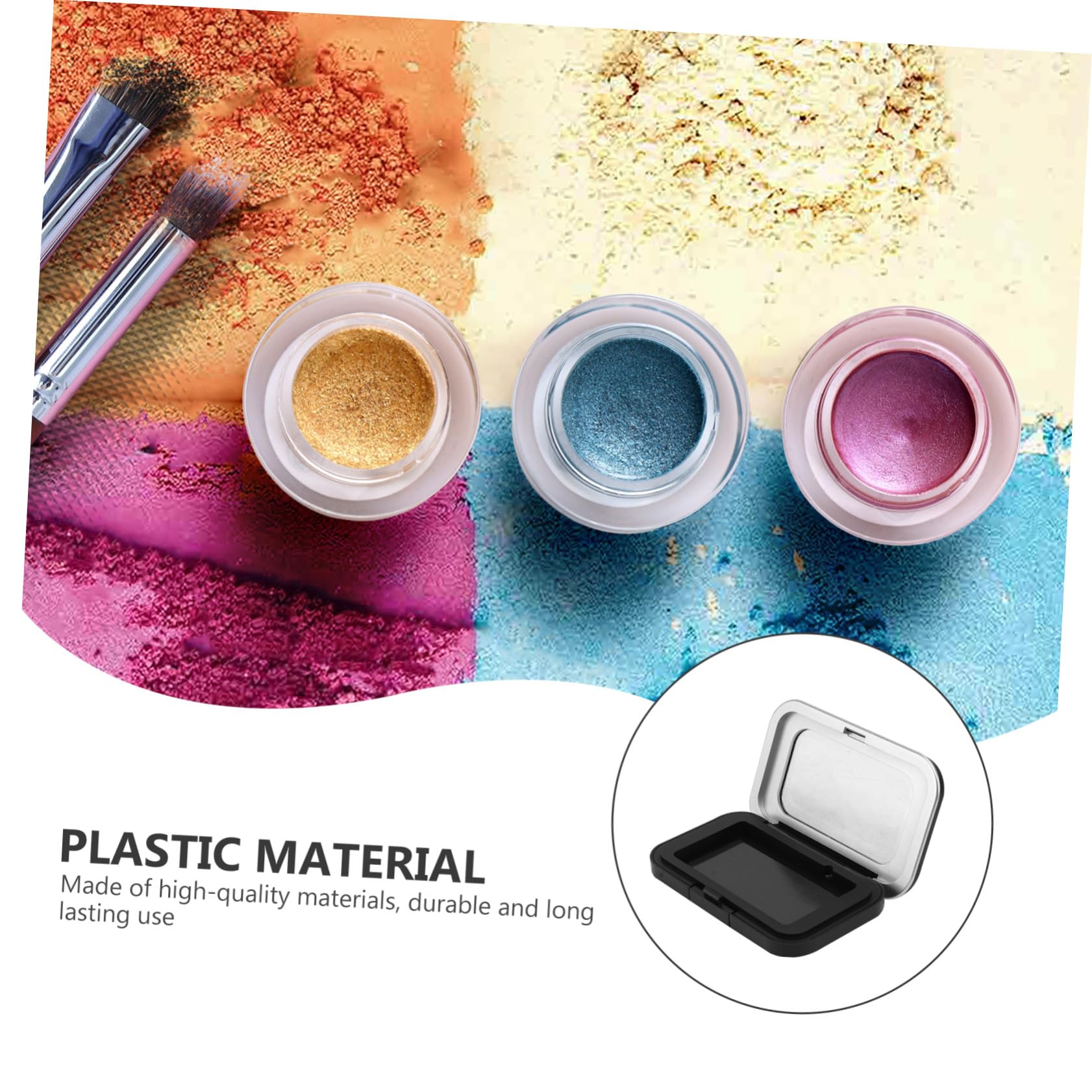 Happyyami 2 Pezzi Scatole Porta Ombretti in Plastica Nera, Contenitori Cosmetici Magnetici, Organizer per Make-up Fai-da-te, per Viaggio e Esposizione