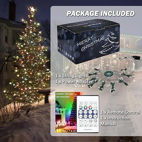 Miniatura 8 de ASTRAEA Luces de árbol de Navidad, luces de Navidad para interiores y exteriores, 200 luces LED de 6.6 pies x 10 cadenas de luces con escenarios
