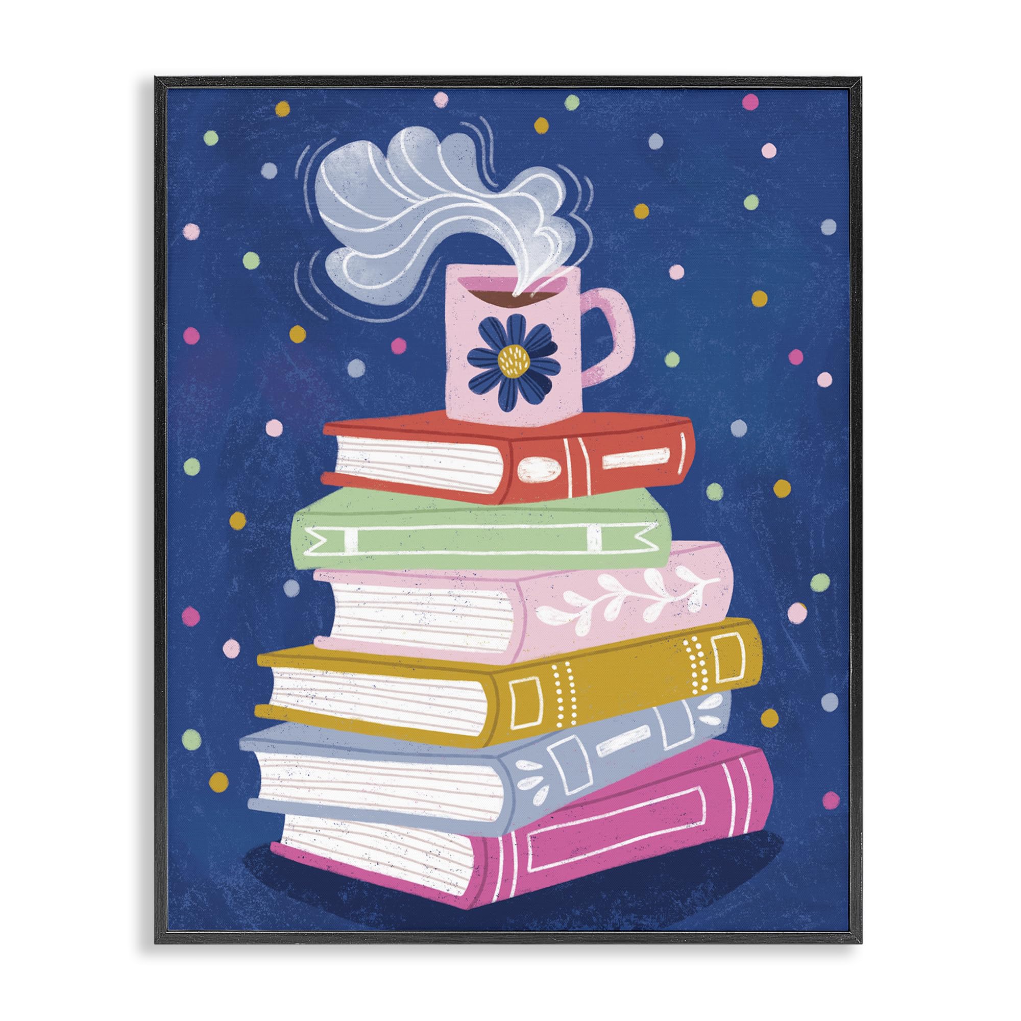 Affiche Book Stack Stupell cadre noir pour coin lecture cosy