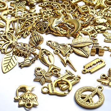100pcs Wholesale Bulk Lots Jewelry Making Charms Antique Gold Mixed Alloy Pendants Charms for DIY Necklace Bracelet Crafting
