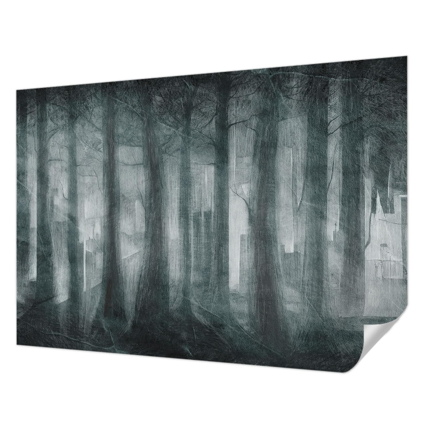 Papier peint autocollant panoramique 208x146 cm lavable motif forêt mystérieuse