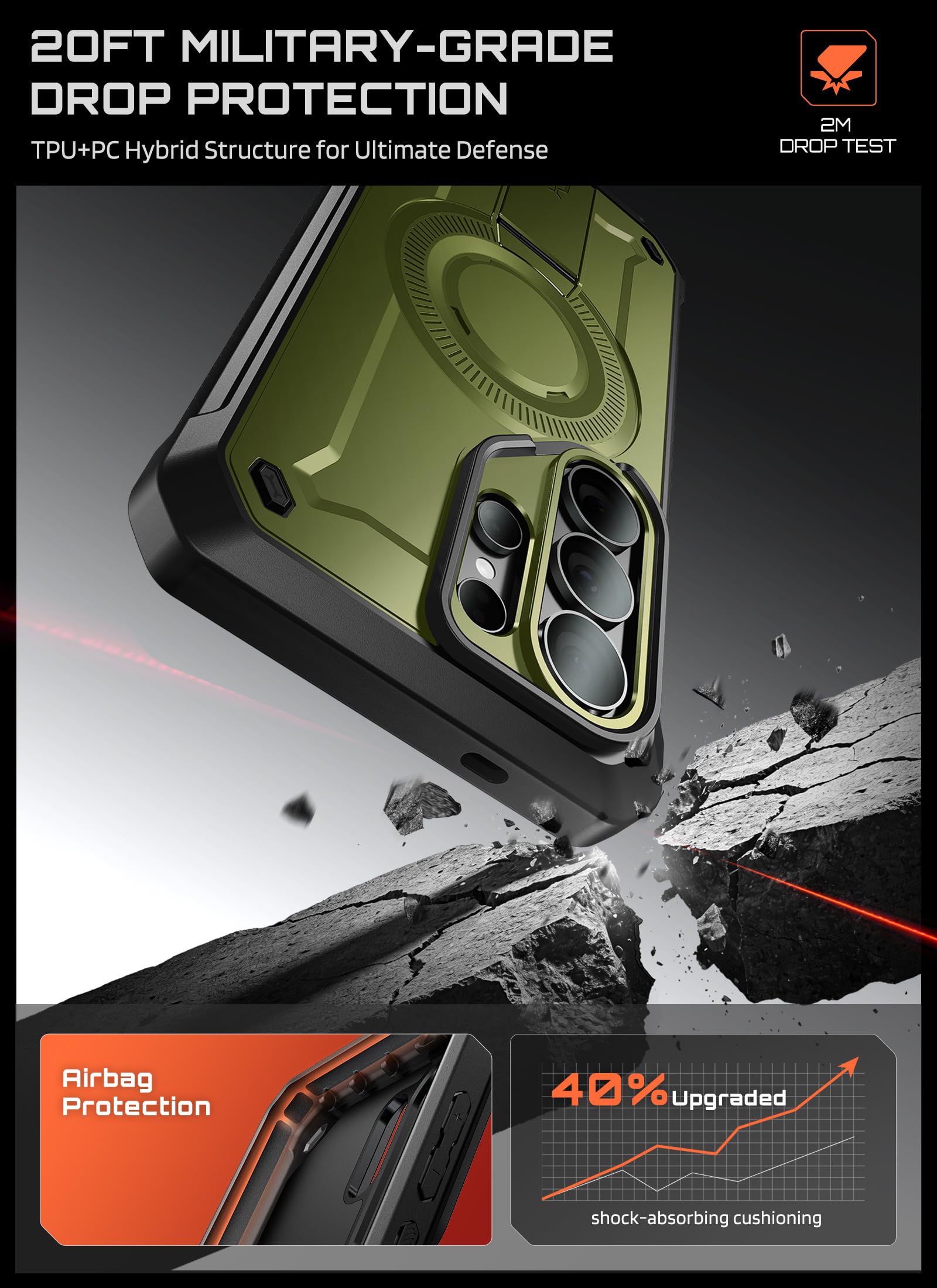 SUPCASE Etui do Samsung Galaxy S26 Ultra z wbudowaną podstawką, zielone