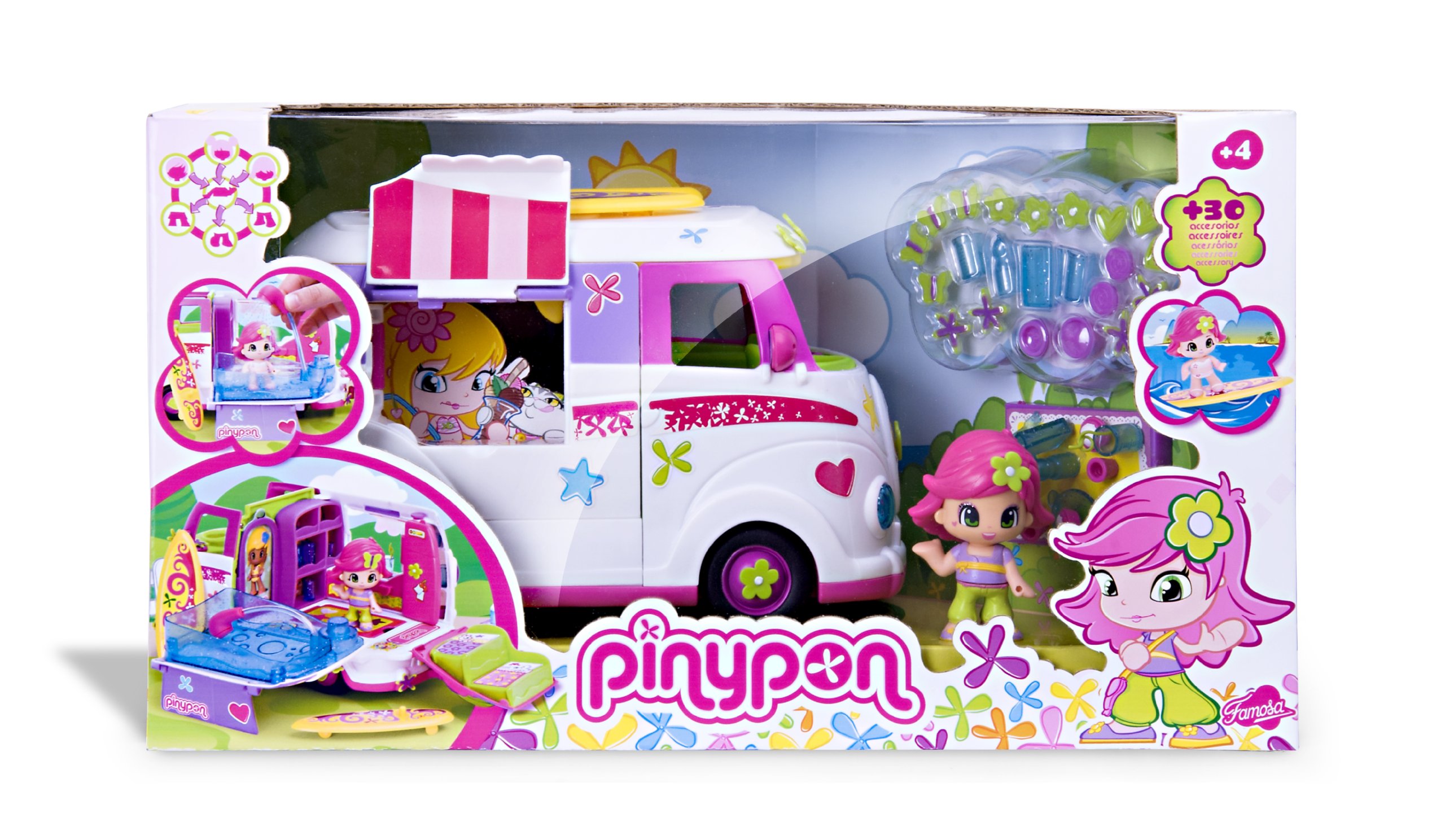 Pinypon Cool Caravan – Set De Autocaravana Con Piscina, Barbacoa Y Bola De Discoteca Con Luz, Incluye Figura Y Más De 50 Accesorios, Para Niños De 4 Años En Adelante
