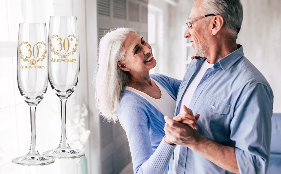 Amazon.com | Tom Boy 30th Anniversary Champagne Flutes, 30th Wedding  Anniversary Couple Gifts, Wedding Anniversary Champagne Flutes Glasses Set  of 2, Couples gifts, Anniversary 30th Gifts for Parents: Champagne Glasses