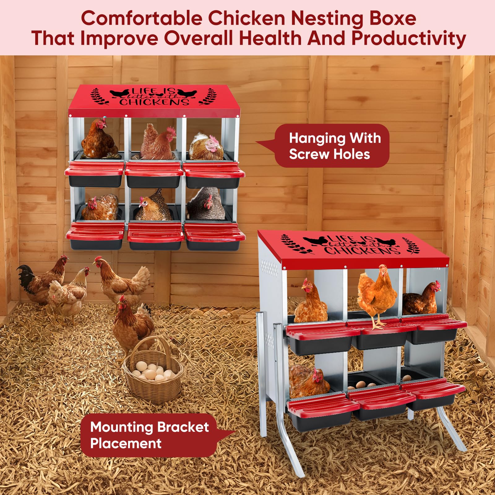 Amazon.com: TGEYD Chicken Nesting Box 6 Holes, Nesting Boxes
