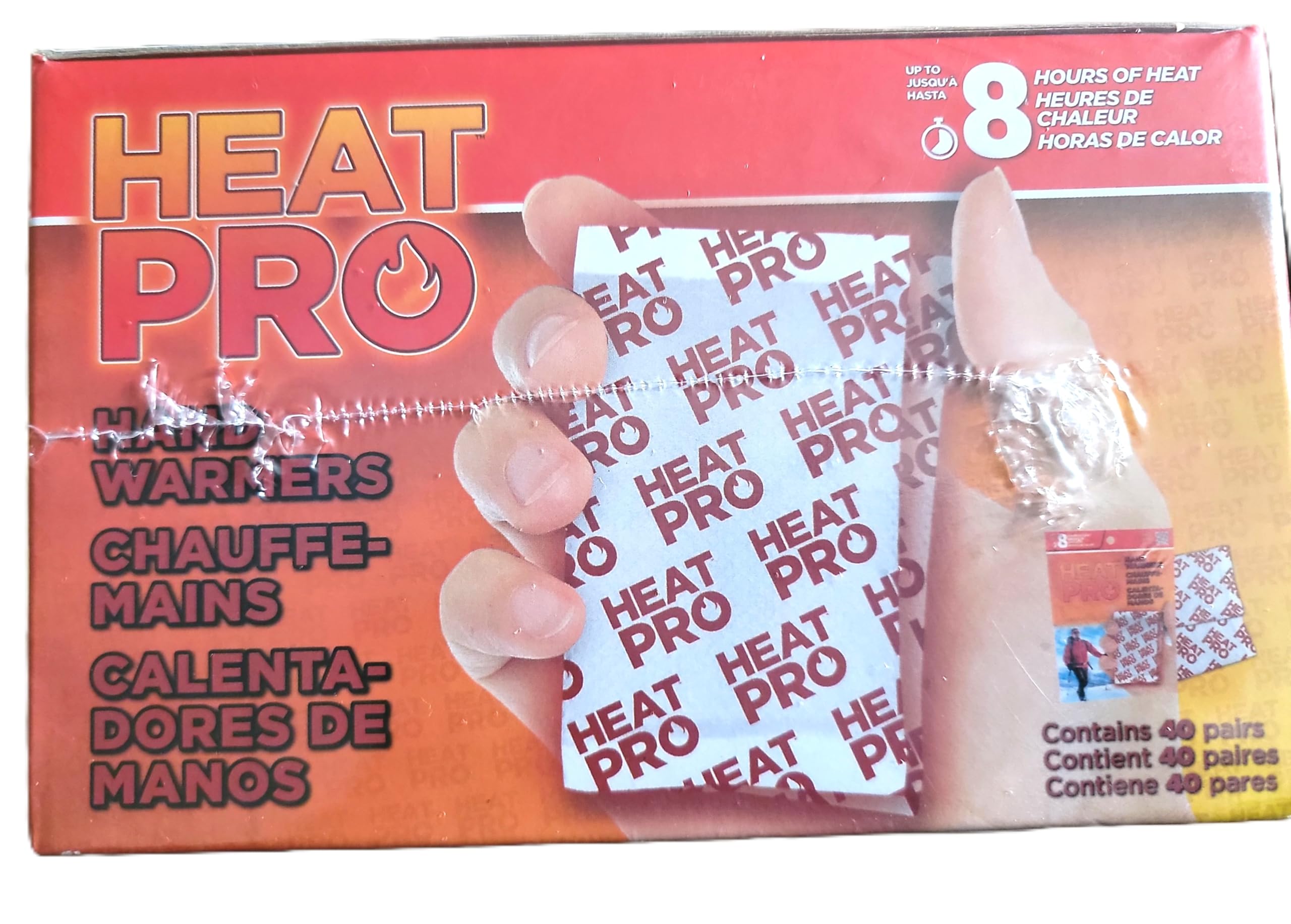 Heat Pro Hand Warmers up to 8 Hours of Heat, 2 Warmers Per Individual Pack, 40 Pairs