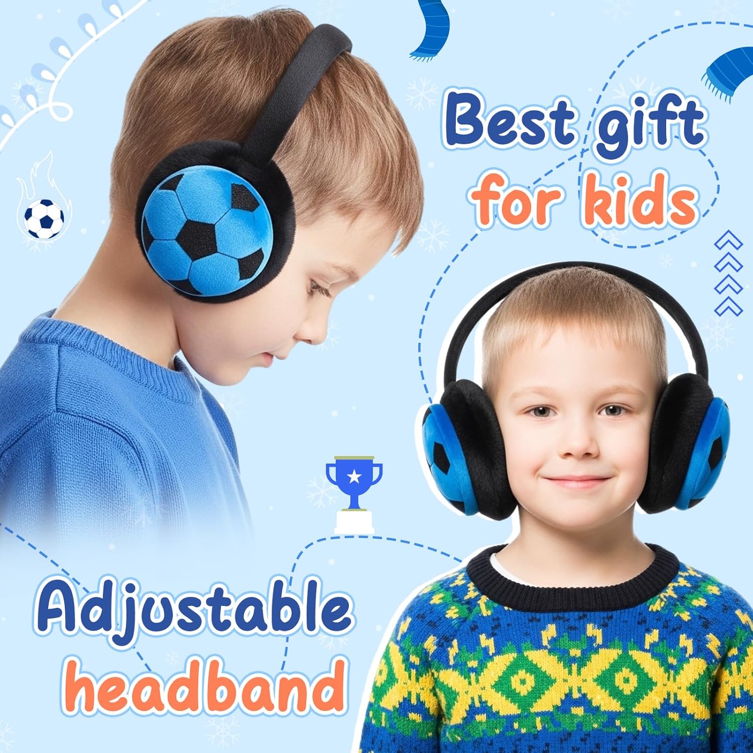 Kids Earmuffs and Gloves Set Winter Toddler Ear Warmer Gloves for Boys and Girls Cold Weather Christmas Gifts - Image 4
