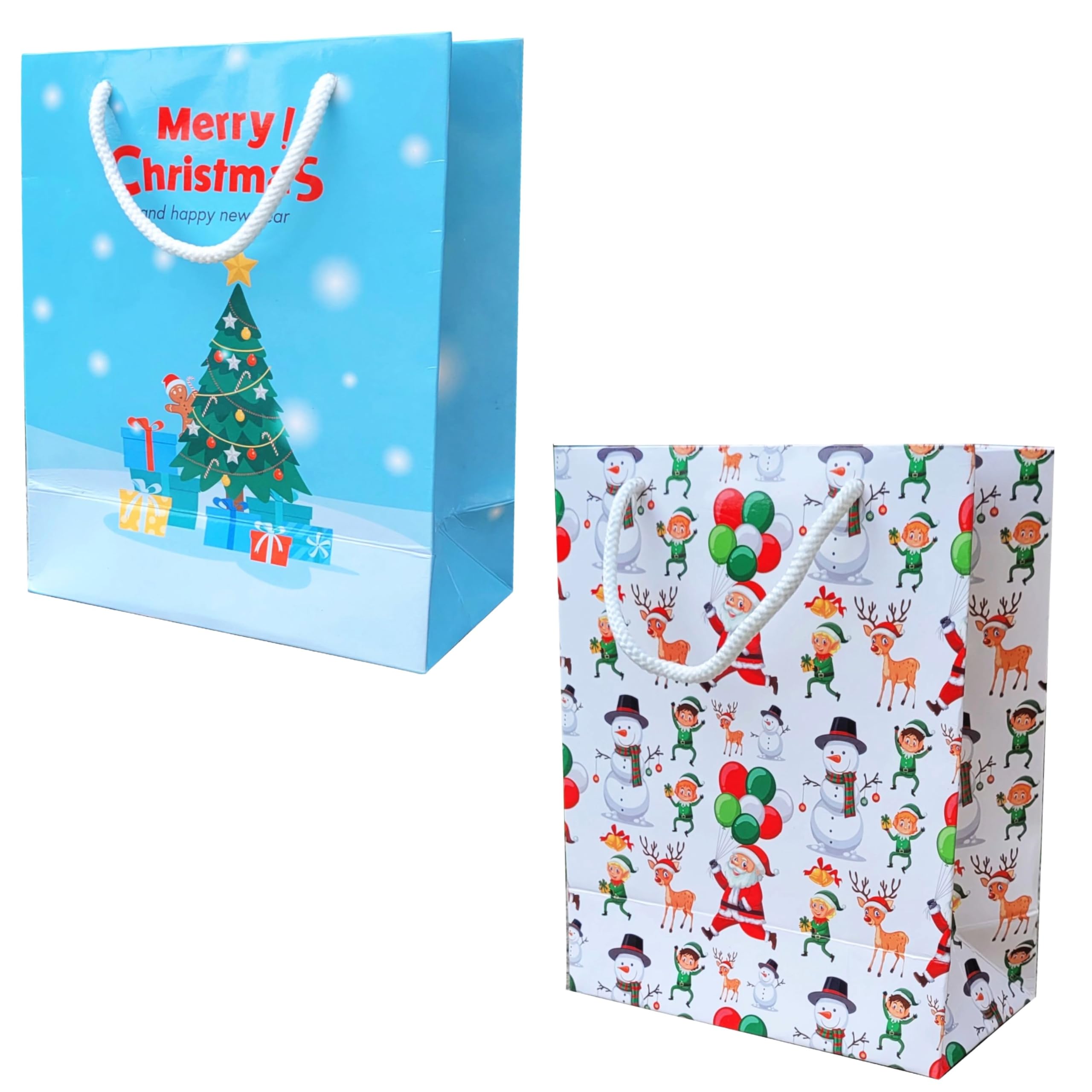 Flora Paperbags |Christmas Paper Bags | Mini Paper gift bags for gifts| Christmas gift bags return gifts | Glossy Lamination Rope Handles | Small Size-7.5x6x3 inches|Pack of 10