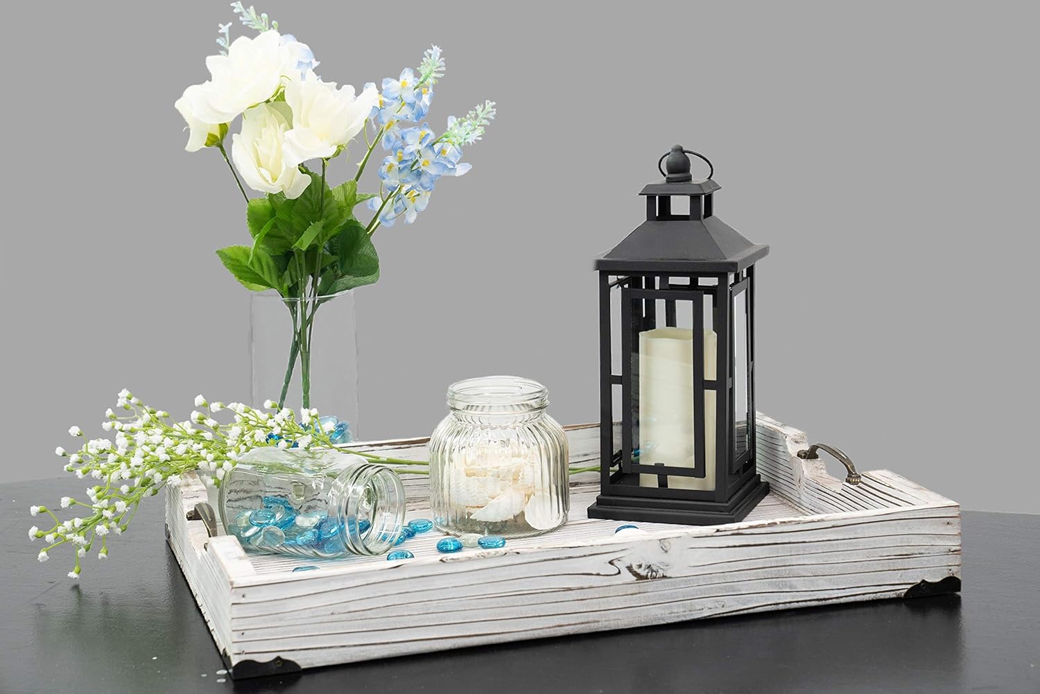 Free Shipping 🛒 Boxwood Brothers Large 20 x 14 Inch Ottoman Tray, Distressed White Farmhouse, Solid Pine Serving Tray with Padded Feet and Bronze Handles 🔥 Hot Deals Boxwood Brothers Large 20 x 14 Inch Ottoman Tray, Distressed White Farmhouse, Solid Pine Serving Tray with Padded Feet and Bronze Handles