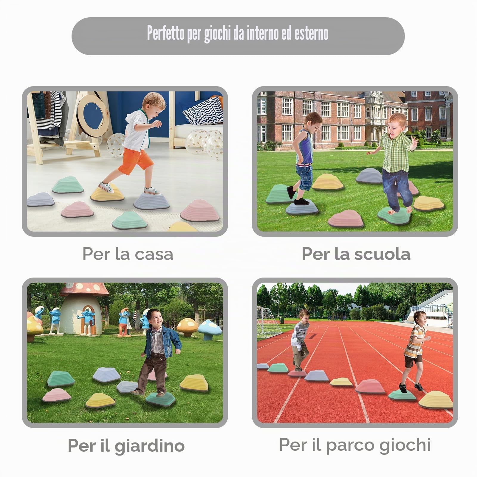 8 Pietre di Equilibrio per Bambini,Percorso Psicomotorio Stepping Stones Antiscivolo,Gioco per Sviluppare Coordinazione ed Equilibrio