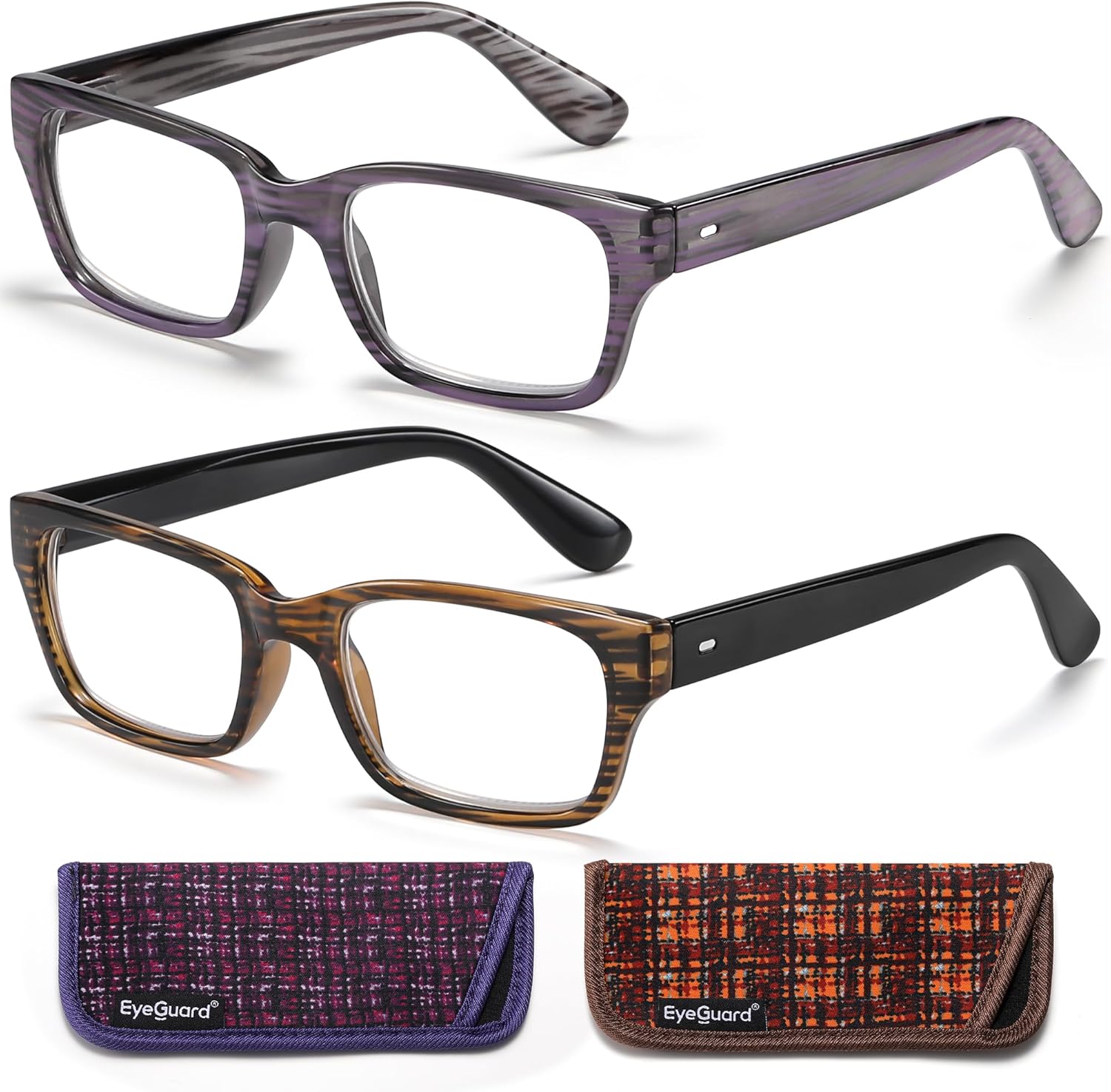 EYEGUARD 2 Pack High Magnification Reading Glasses for Women Stylish Spring Hinge Ultra Clear Power Readers
