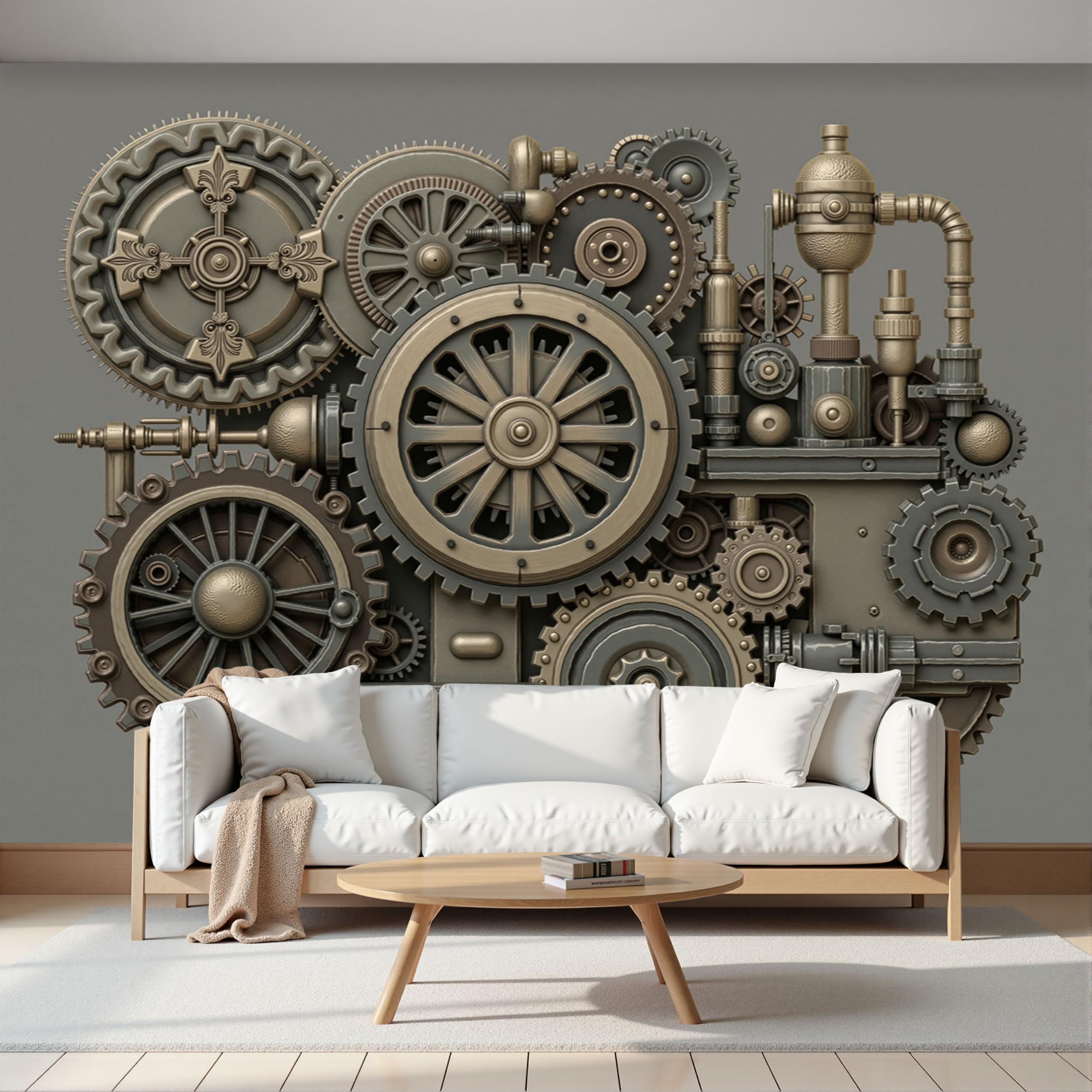 Papier peint intissé mécanique relief 3D décoration murale moderne