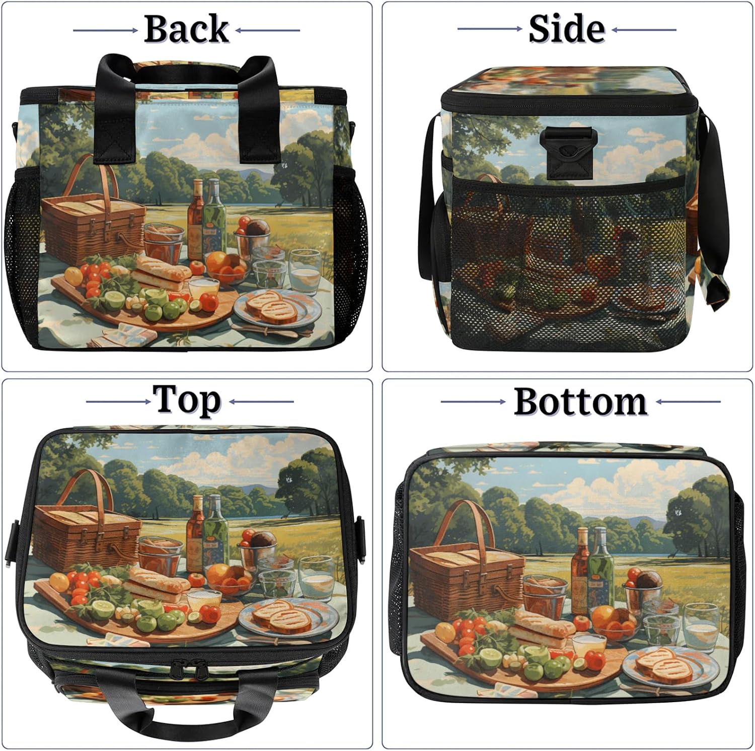 Picnic Insulated Picnic Backpack Lunch Box for Women Men Picnic Basket Tote Lunch Bag Picnic Bag Portable Lunch Bags for Picnic, Beach, Work, Trip,Office, Camp