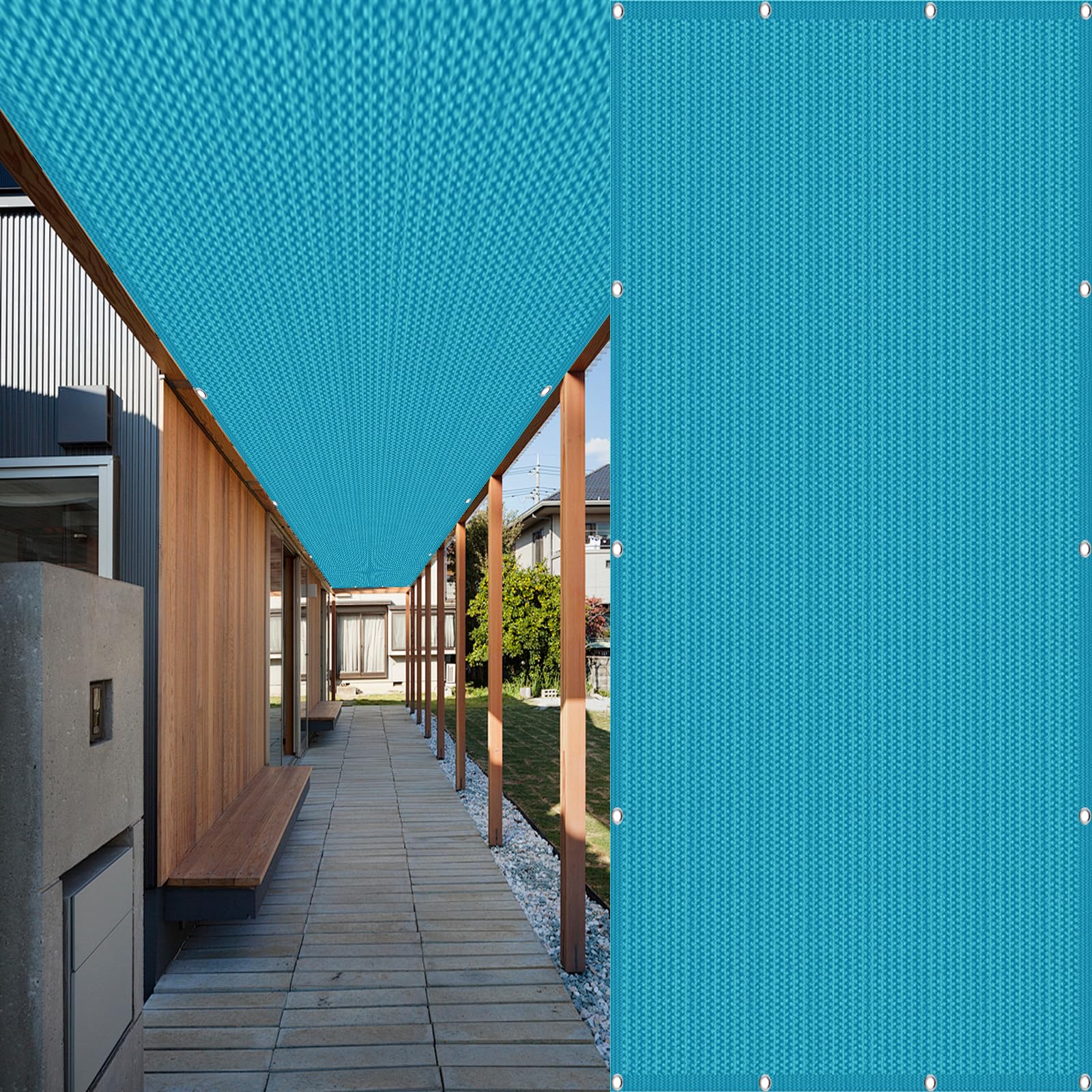Tissu d'ombrage bleu en HDPE 110x305 cm pour balcon et extérieur