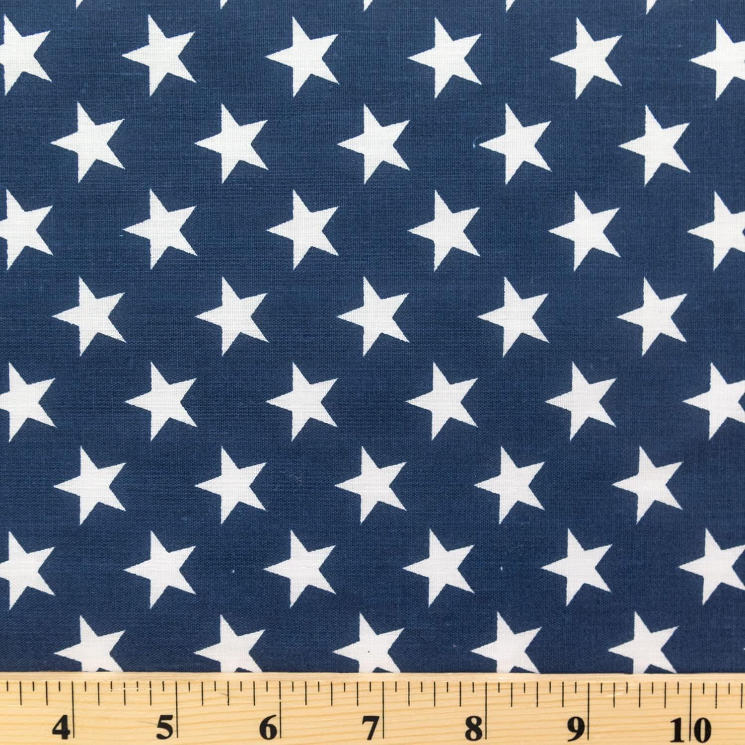 American Star Navy Blue Print Poly Cotton Fabric by The Yard, 60” Wide, Sold by Yard, in Yards Continuous
