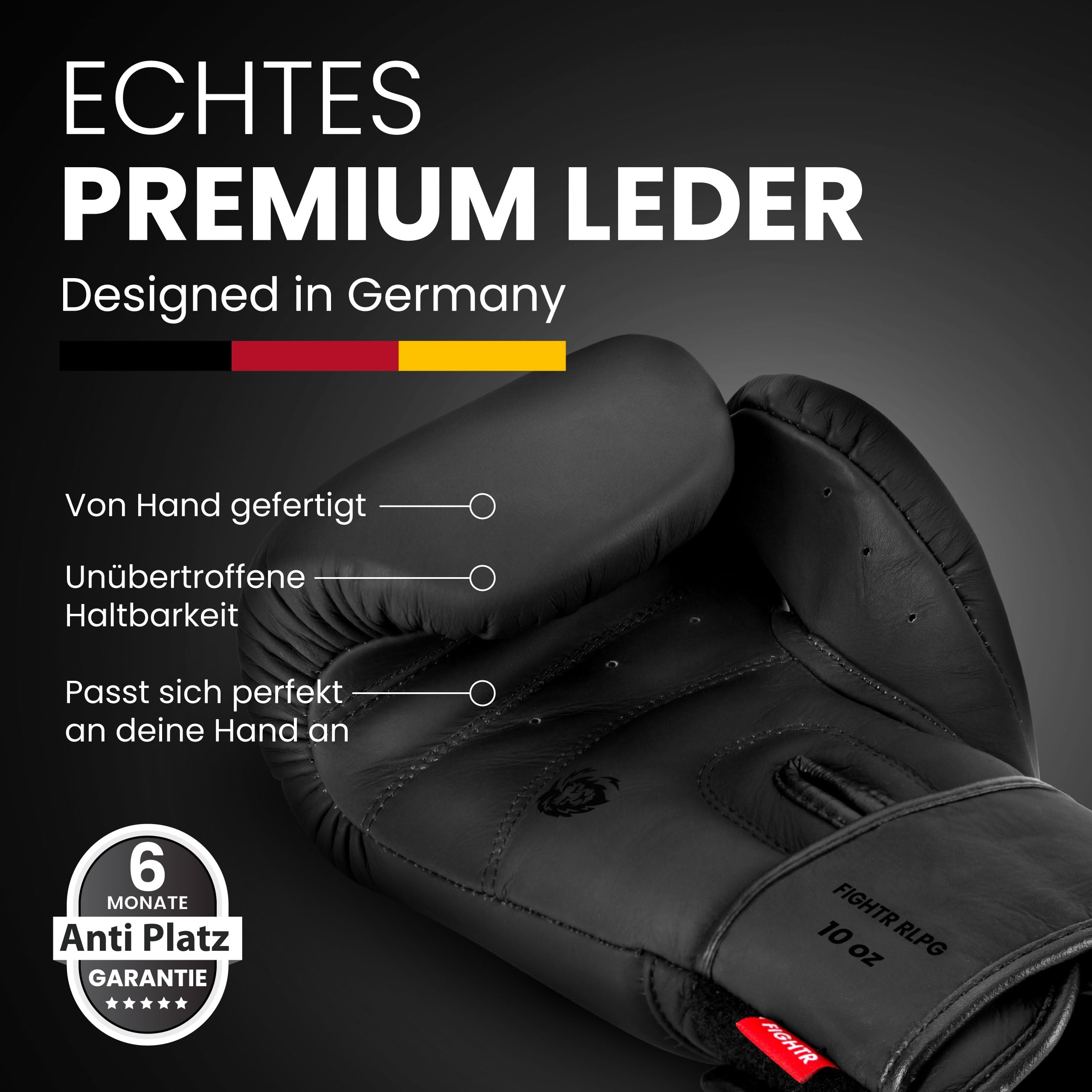 FIGHTR® Pro Boxhandschuhe aus echtem Leder | Männer und Frauen | für Boxen, MMA, Muay Thai, Kickboxen & Kampfsport 10 12 14 16 oz | inkl. Tragetasche